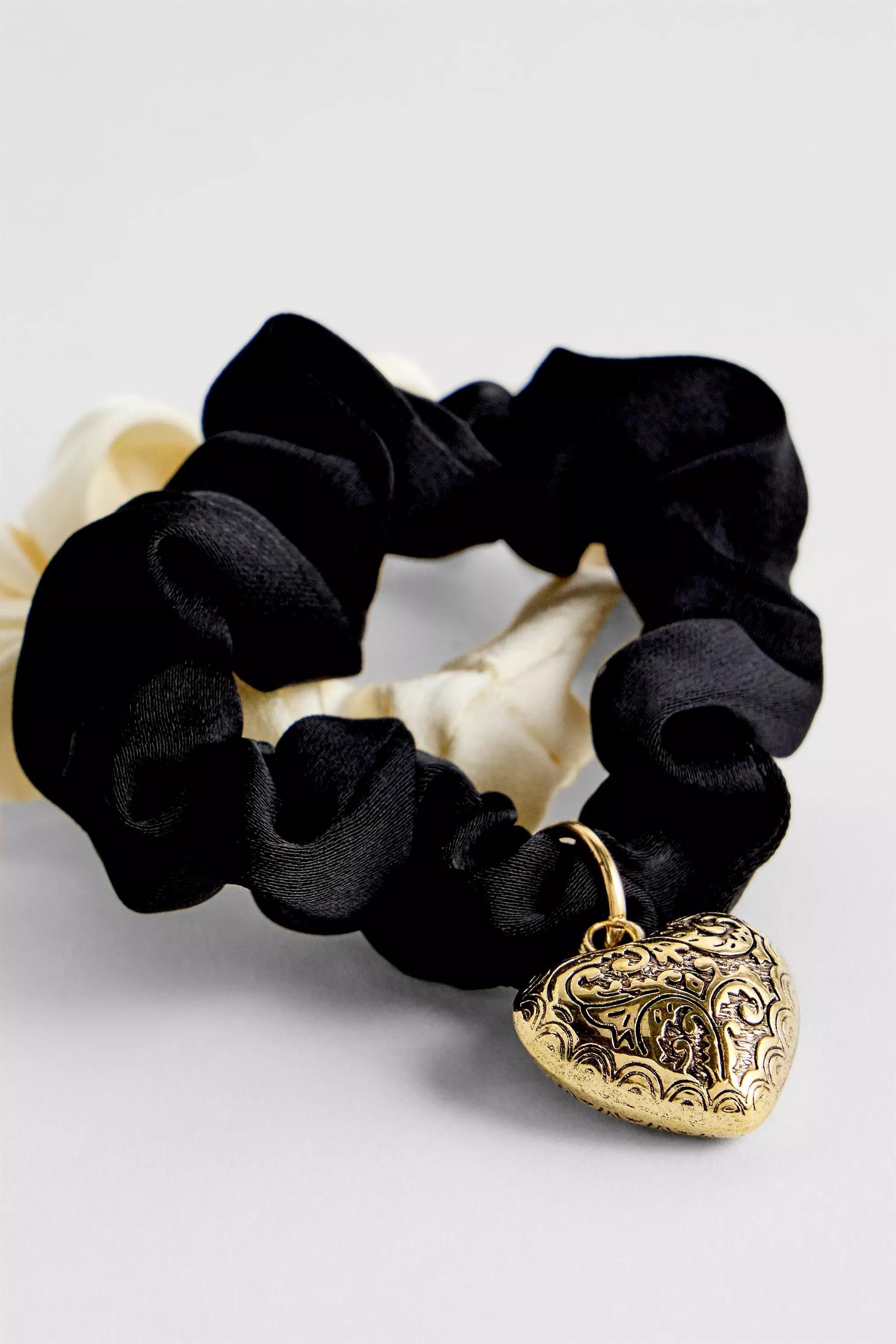 Multicolour Mini Charm Scrunchie, Set Of 2, B&W, large image number 1