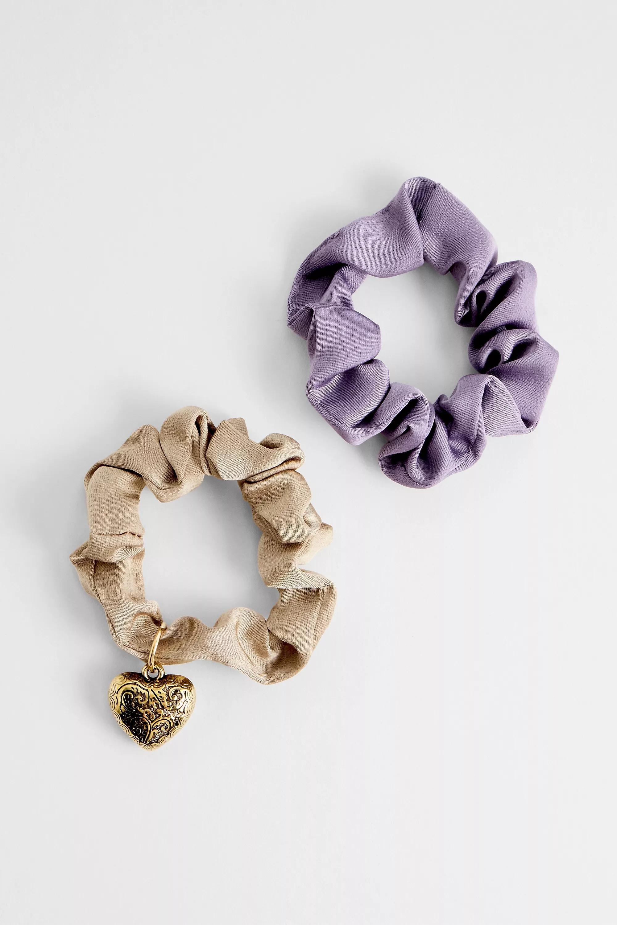 Multicolour Mini Charm Scrunchie, Set Of 2, PURP, medium