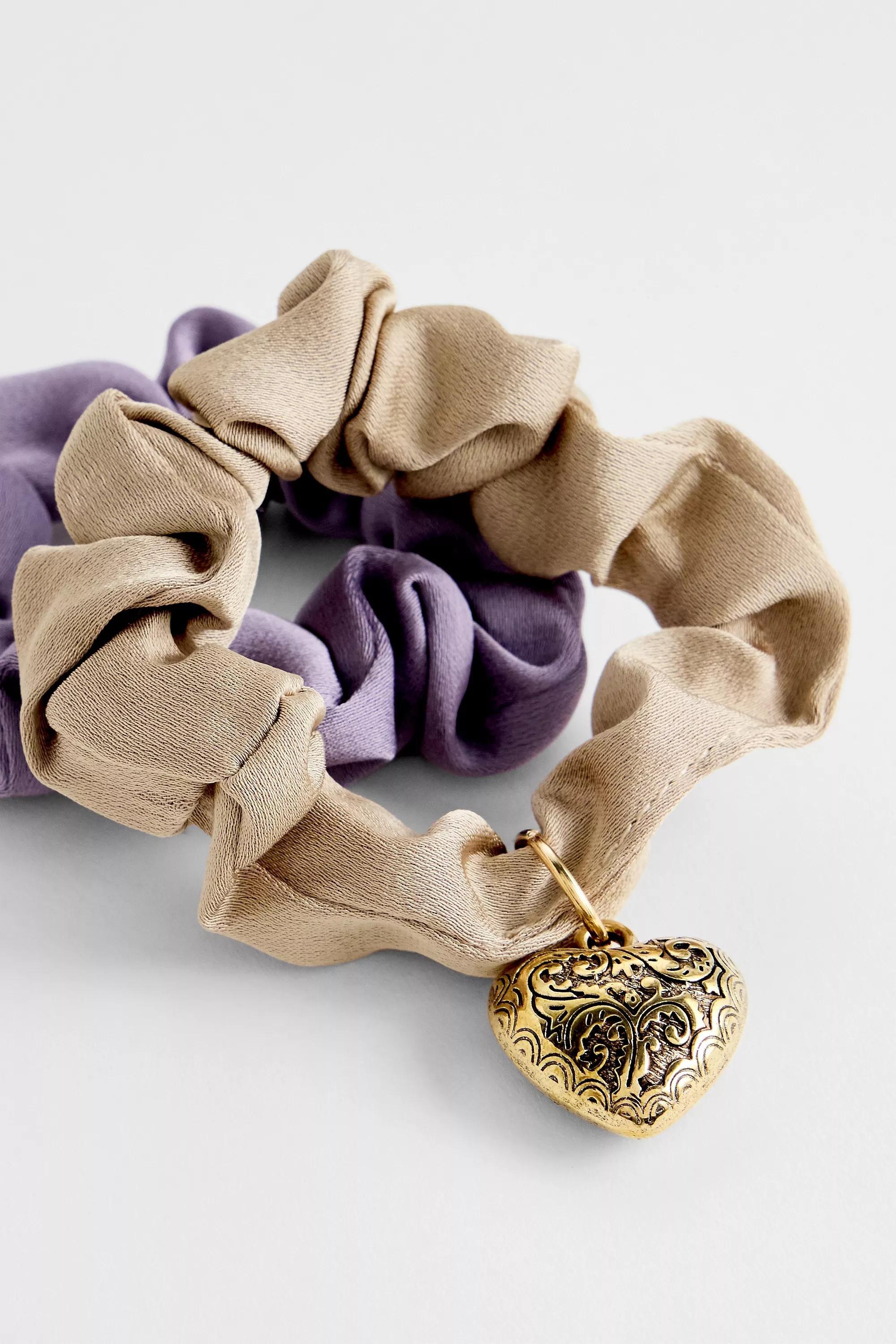 Multicolour Mini Charm Scrunchie, Set Of 2, PURP, large image number 1