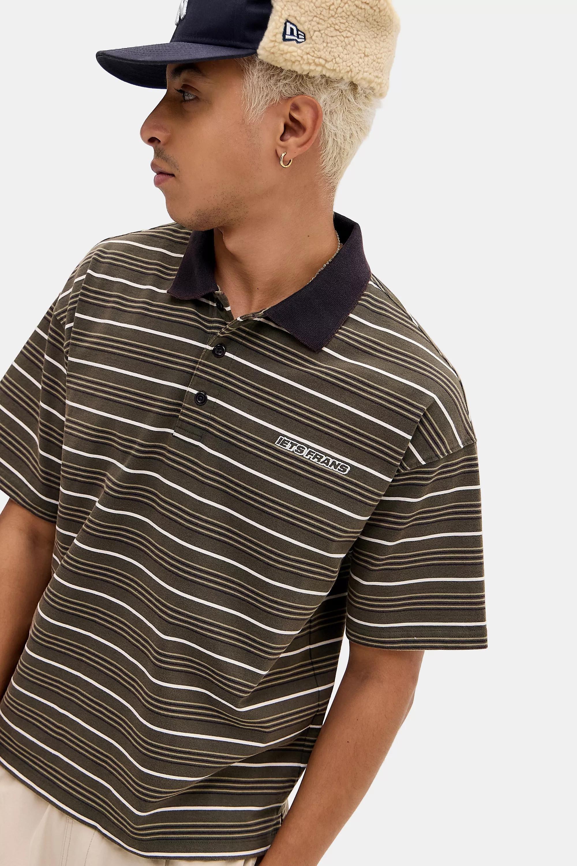 Green iets frans... Green Striped Skate Polo Shirt, GRN, large image number 0