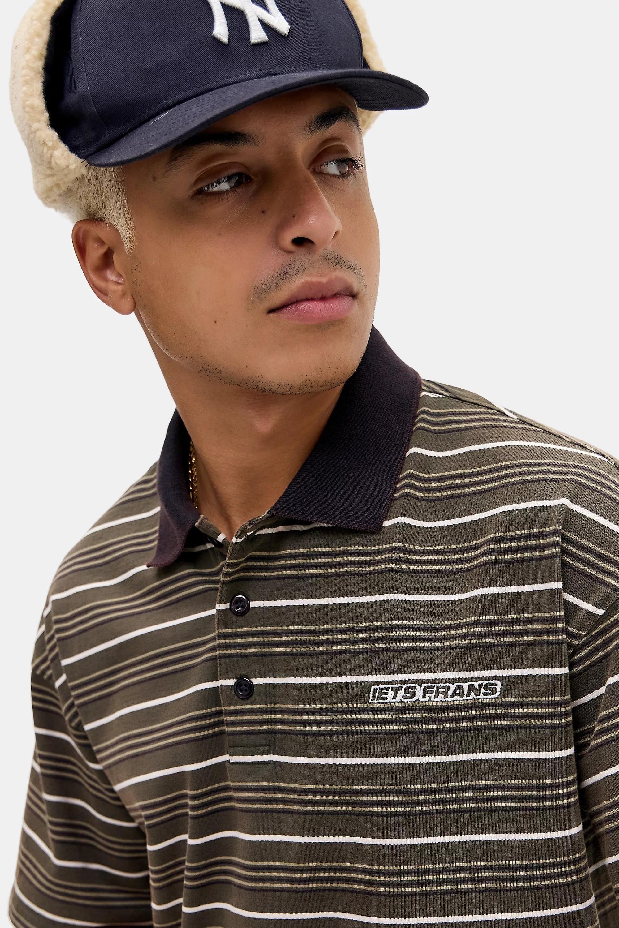 Green iets frans... Green Striped Skate Polo Shirt, GRN, large image number 1