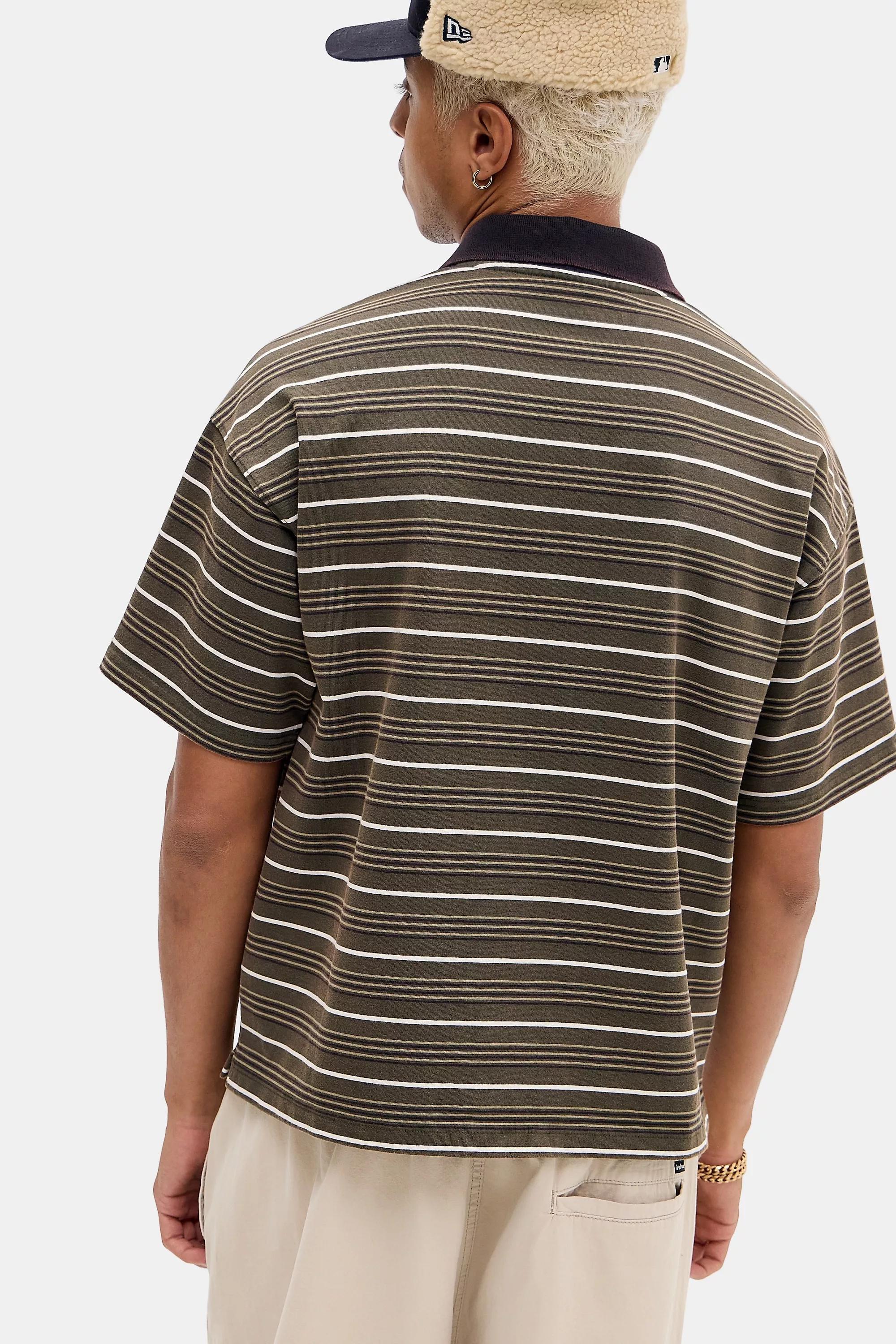 Green iets frans... Green Striped Skate Polo Shirt, GRN, large image number 3