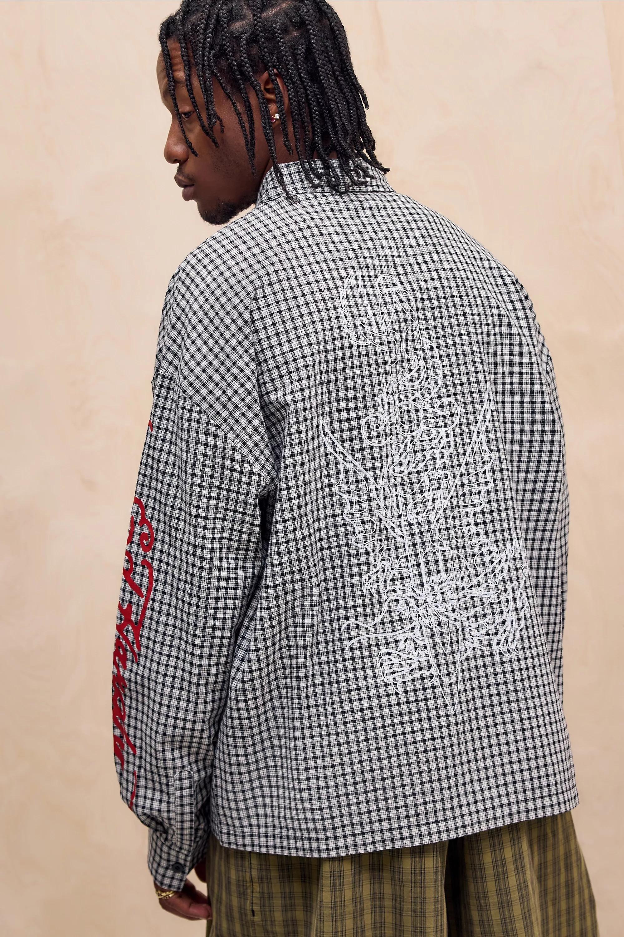 Multicolour Ed Hardy Uo Exclusive Checked Sword Dragon Shirt, ASSORT, medium