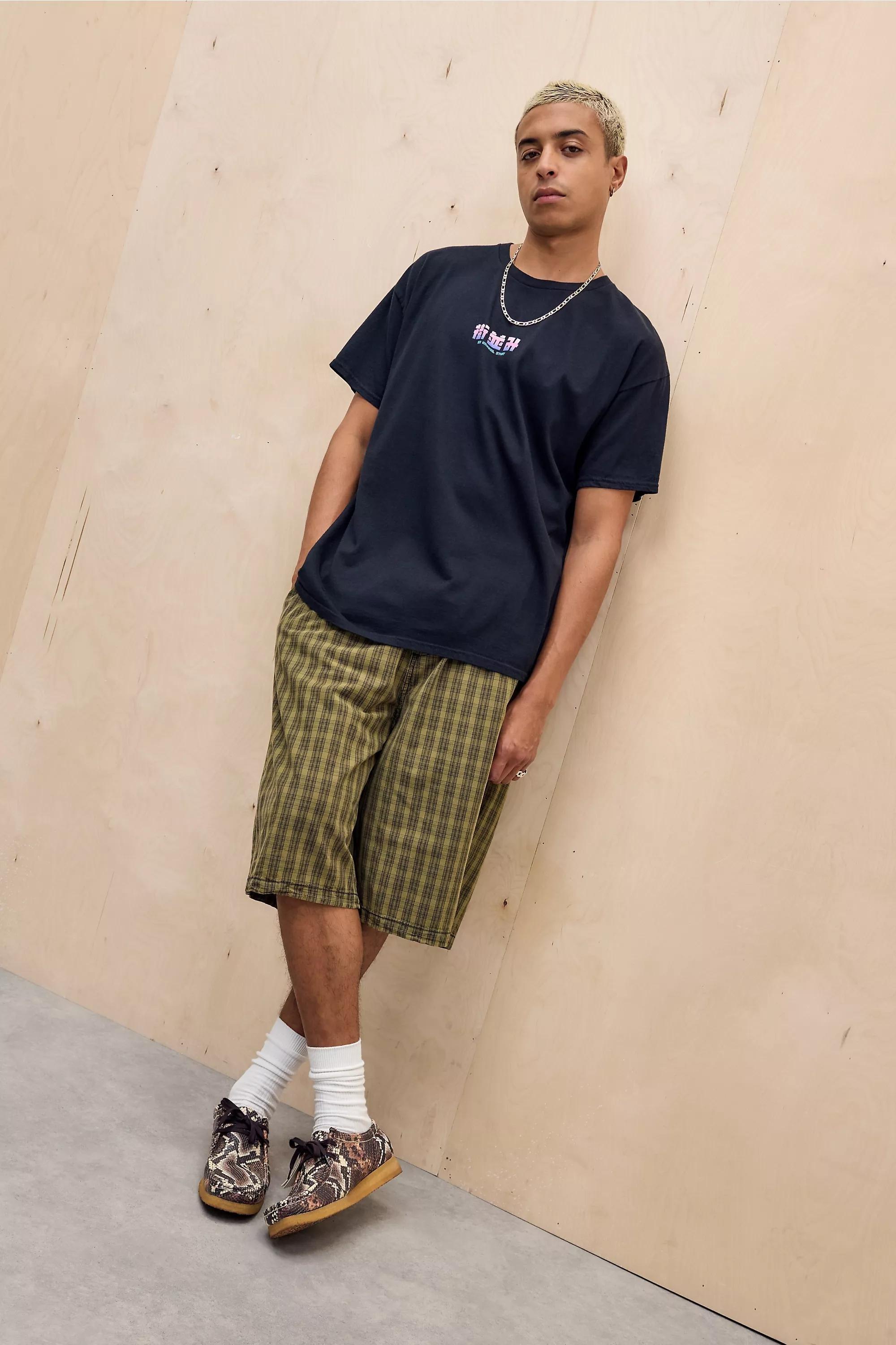 Black Anime Graffiti Puff Print Tee, BLK, large image number 3