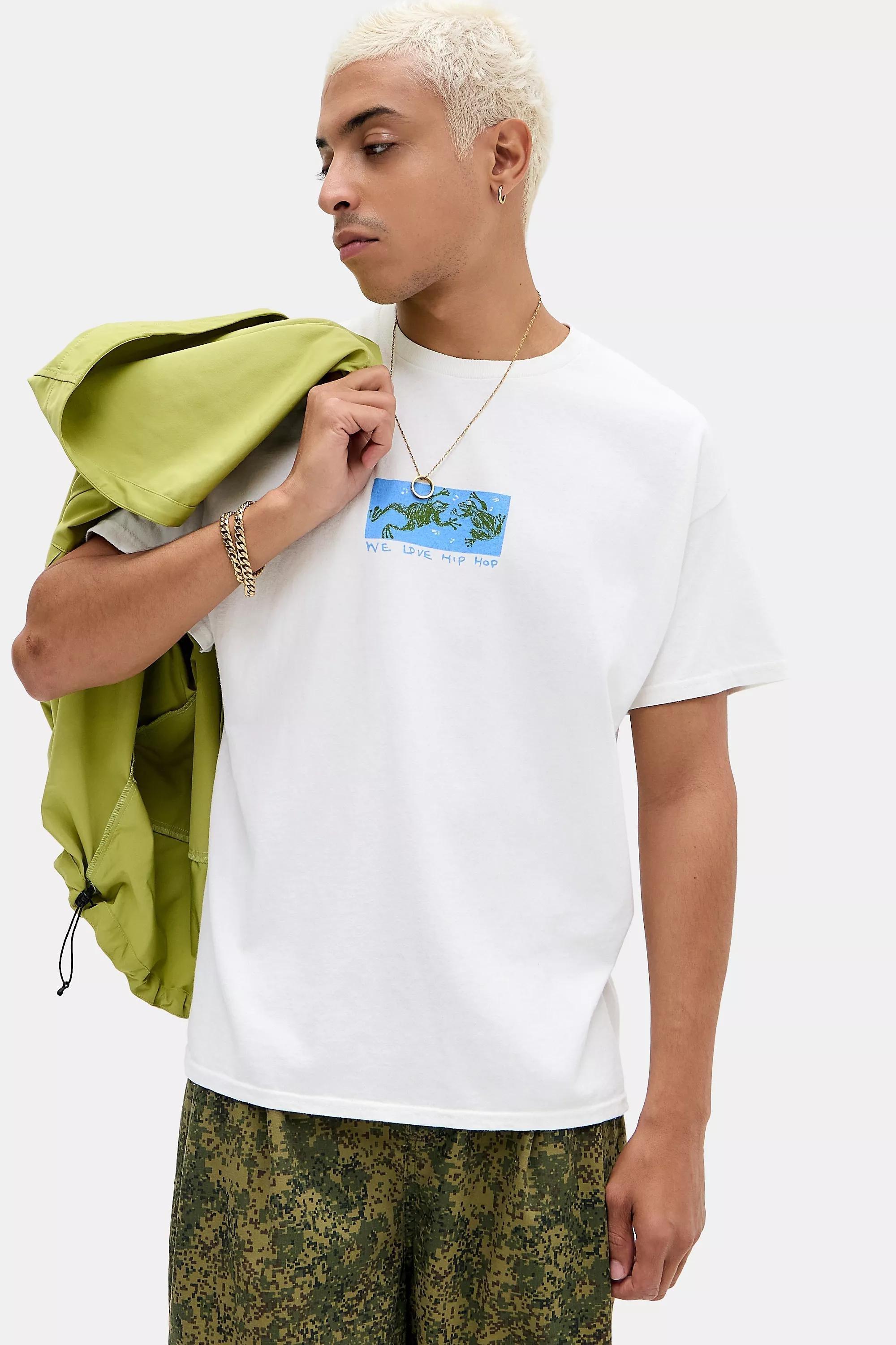 White Uo Frog Hip Hop T-Shirt, , large image number 0