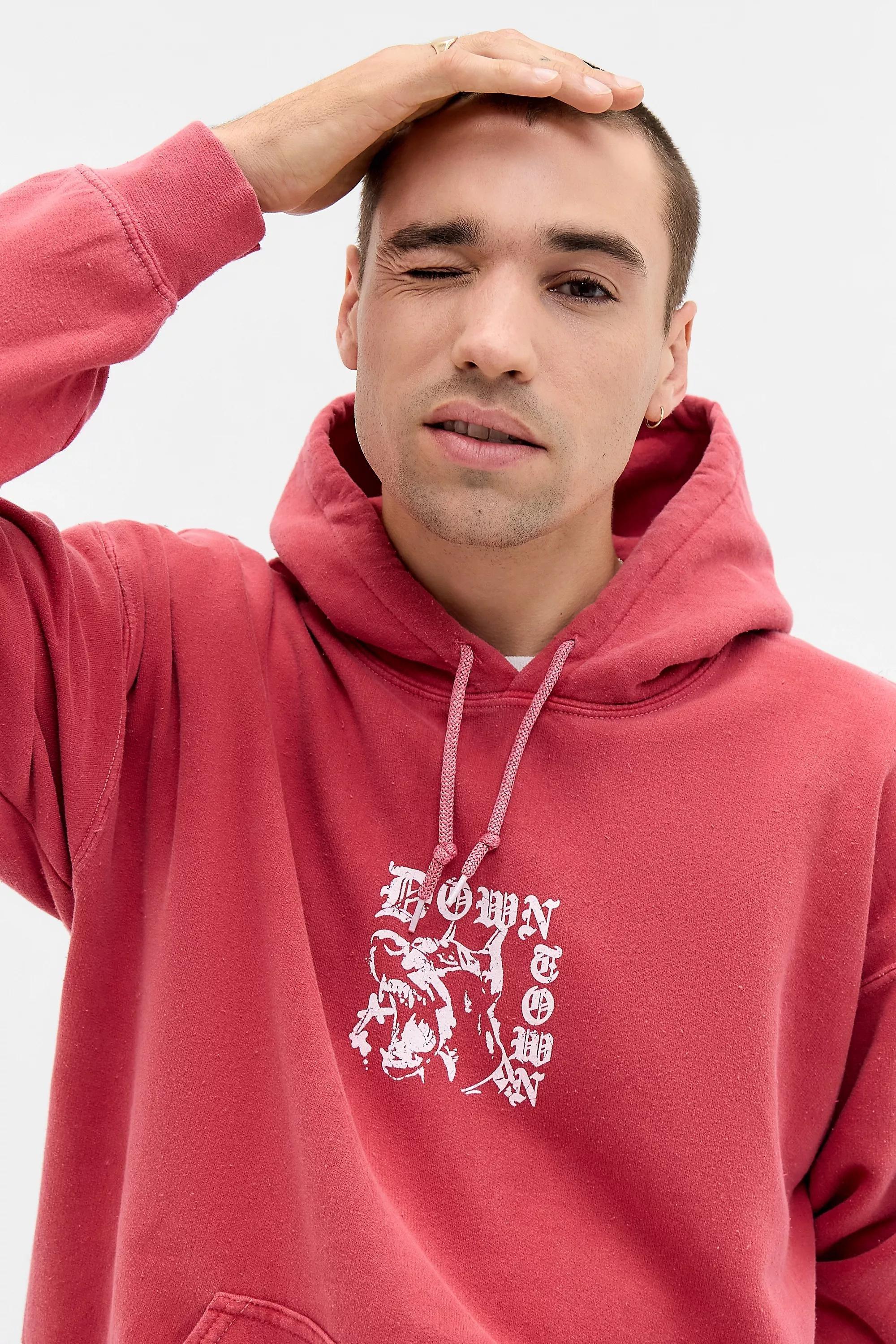 Red Uo Grunge Dog Hoodie, , large image number 1