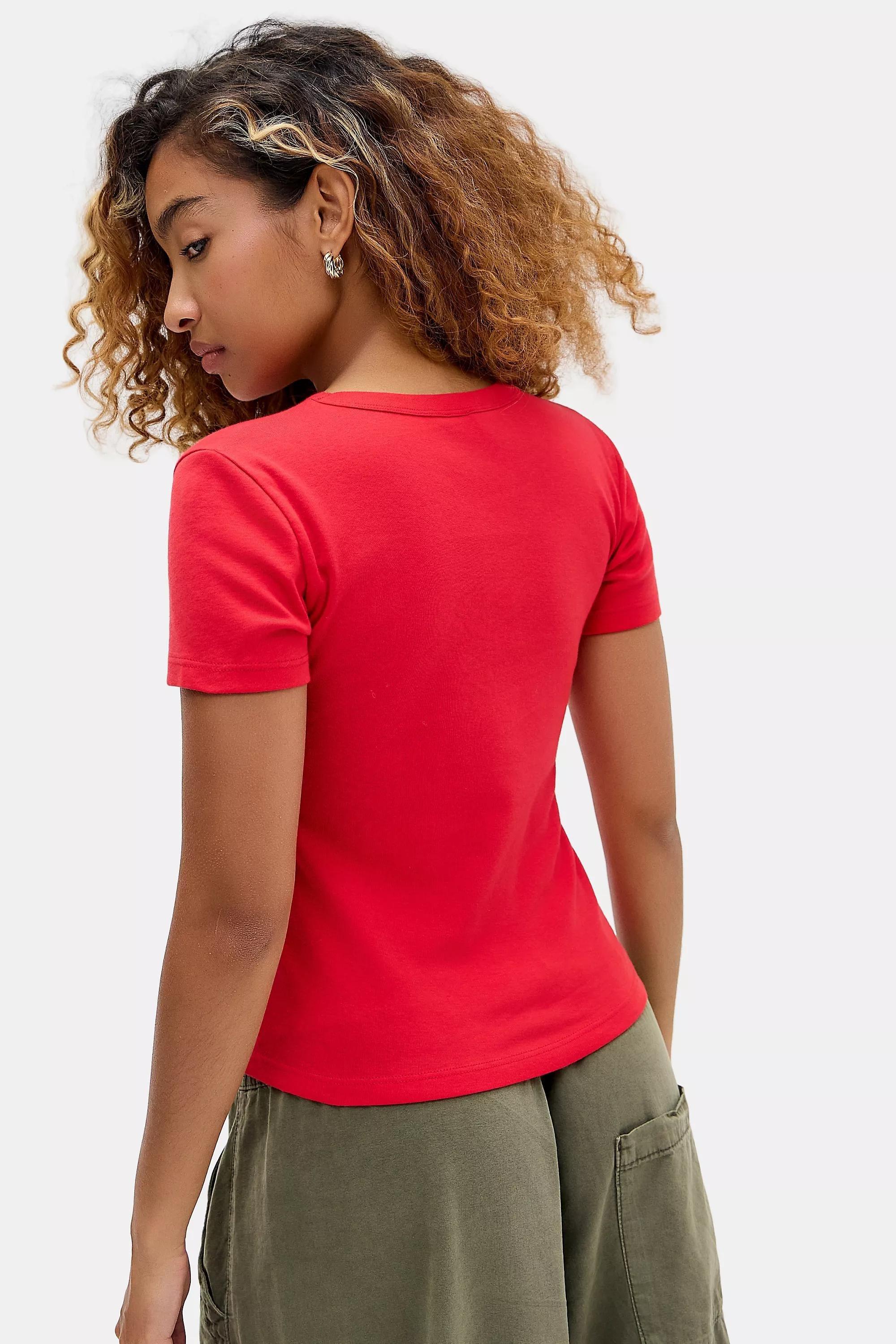 Red Bdg Ringer Short Sleeve T-Shirt, RED, large image number 3