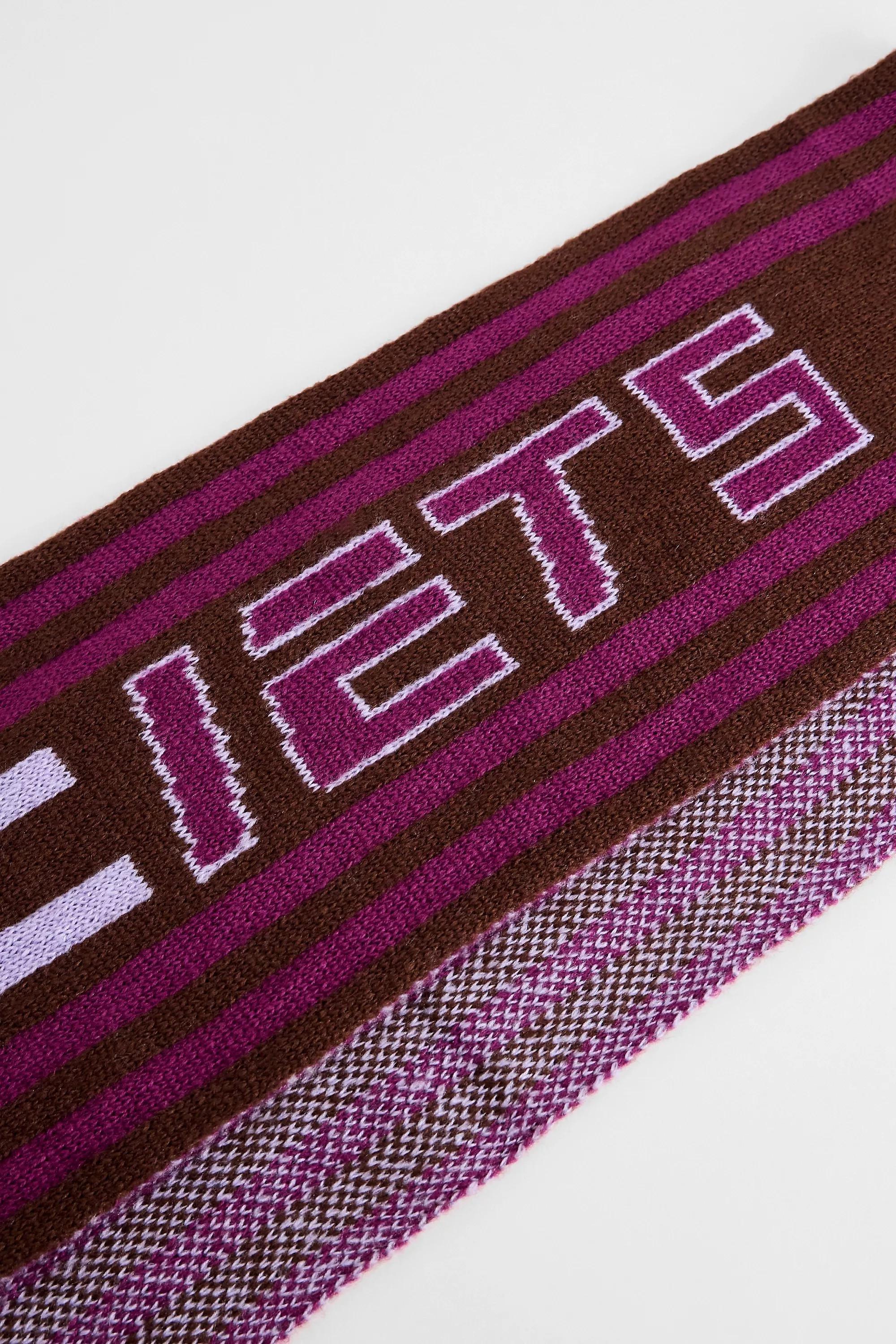 PURPLE iets frans... Brown & Purple Thin Football Scarf, PURP, large image number 1