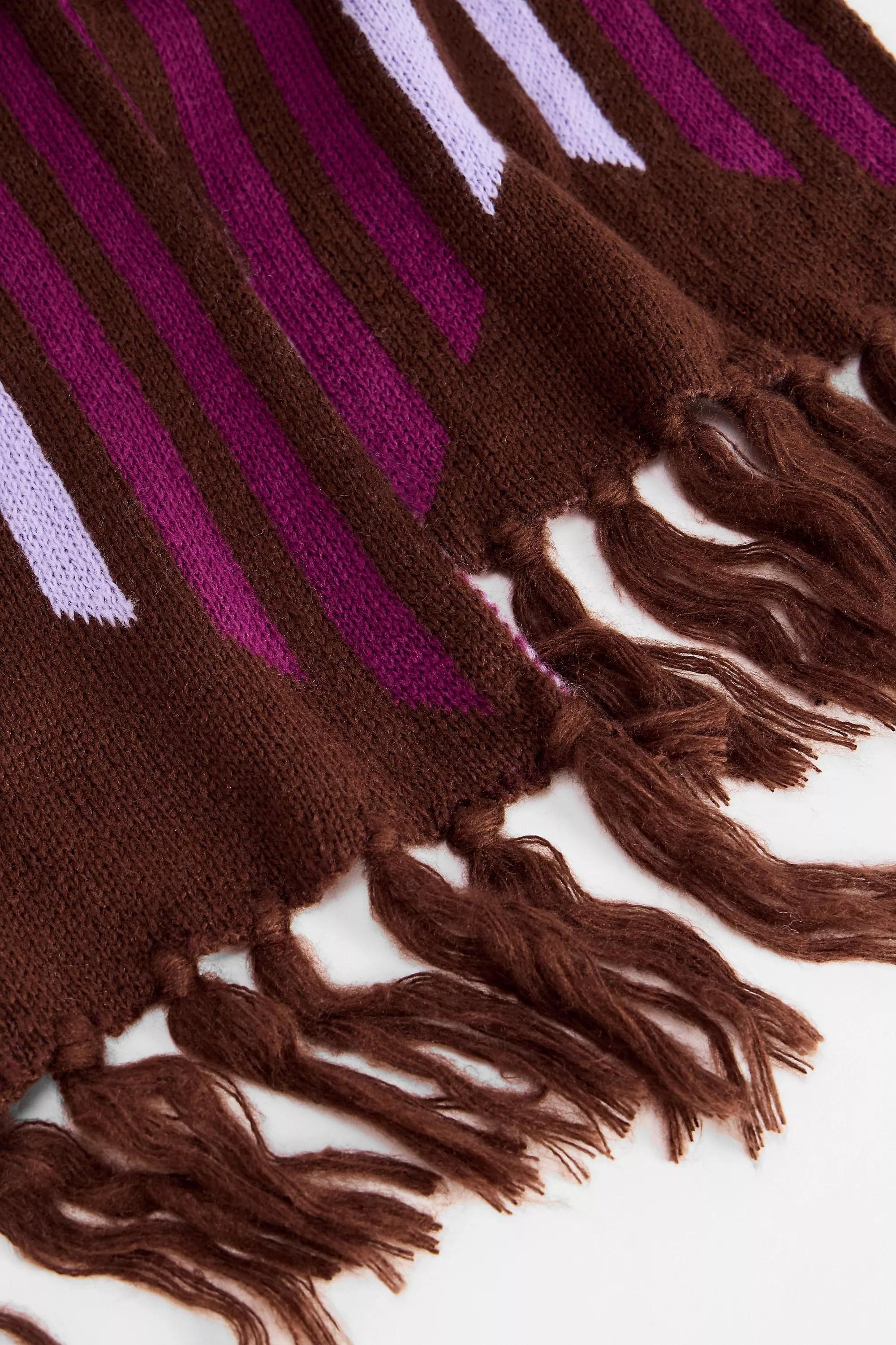 PURPLE iets frans... Brown & Purple Thin Football Scarf, PURP, large image number 2