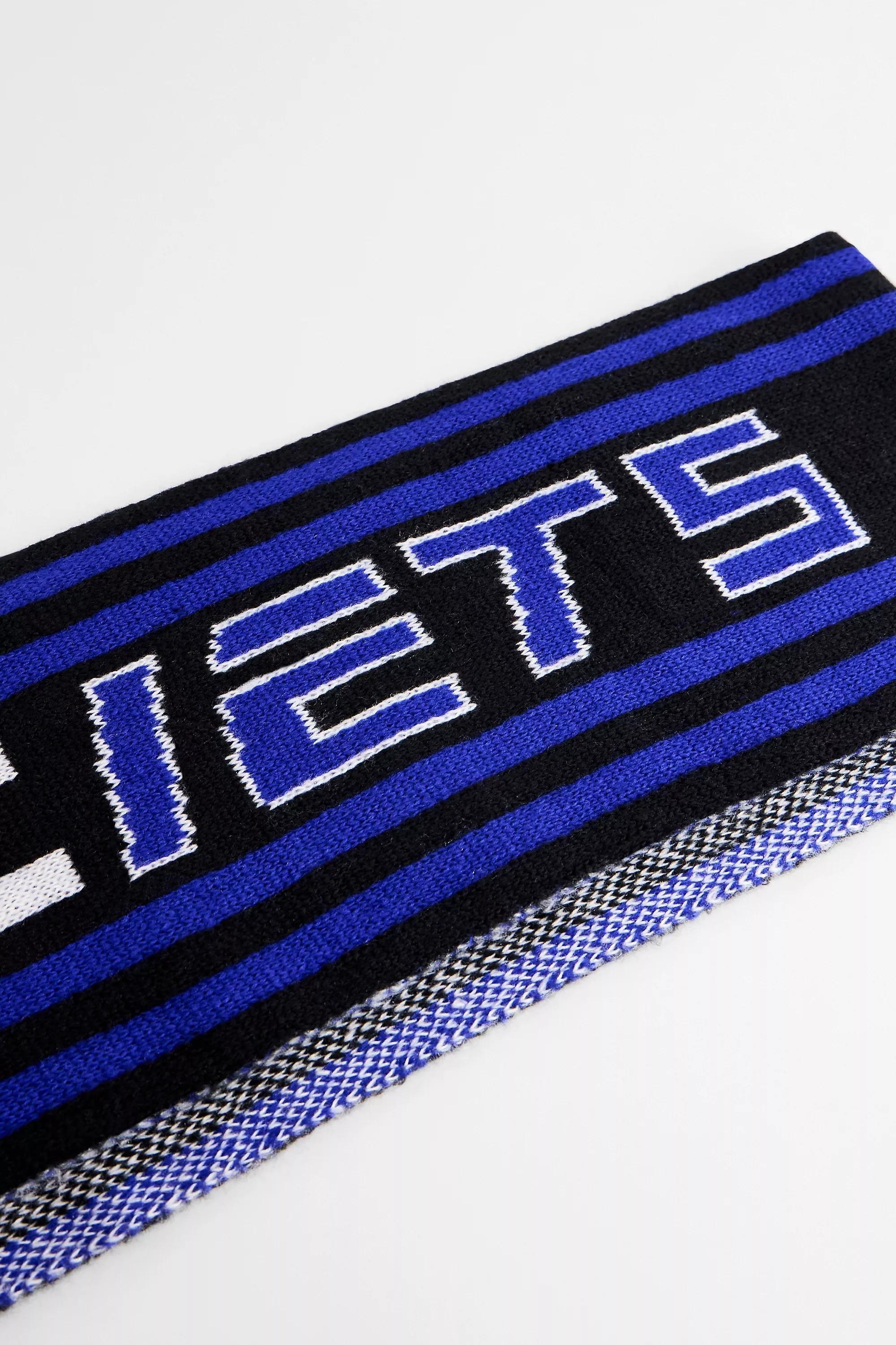 BLUE iets frans... Blue & Black Thin Football Scarf, BLUE, large image number 1