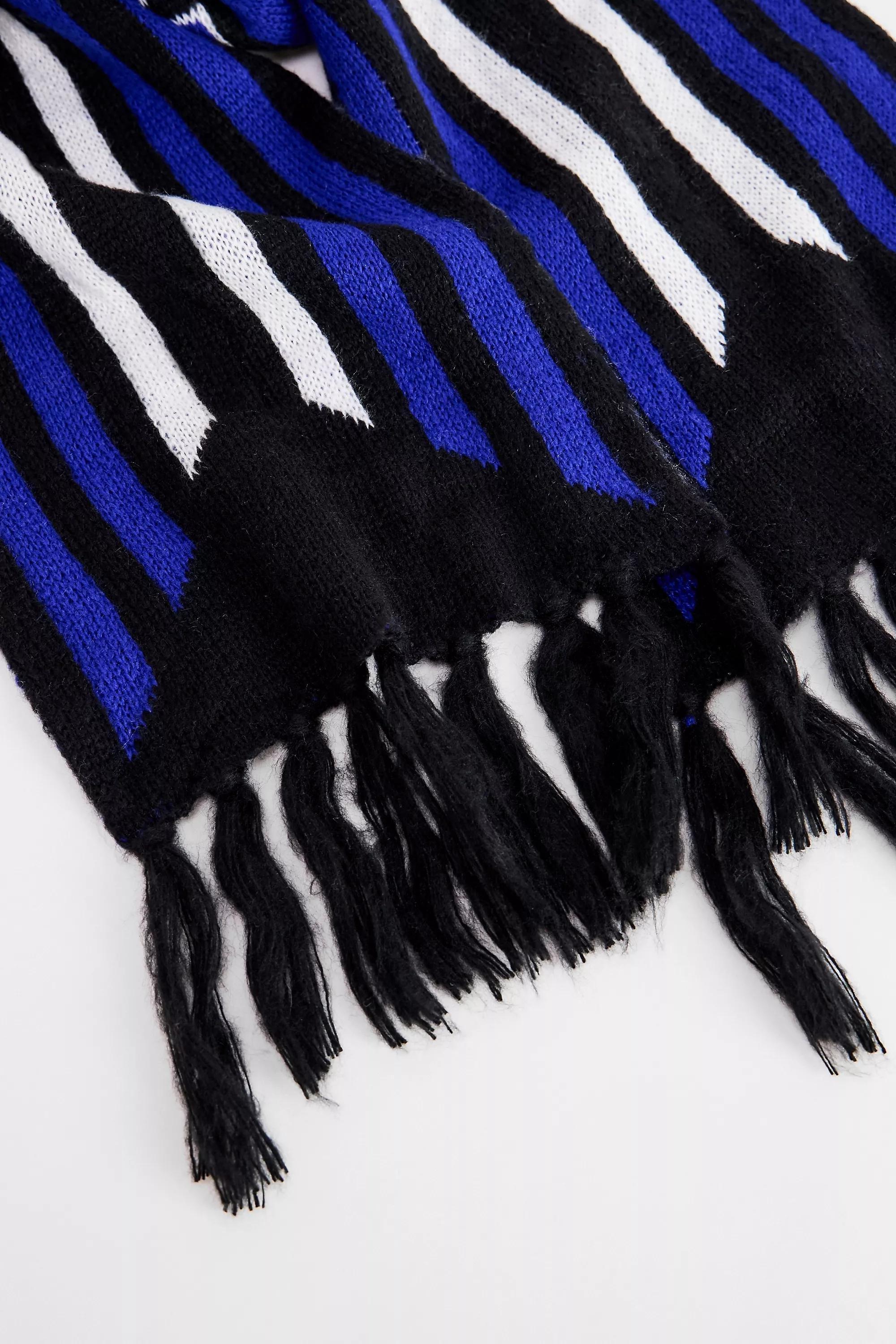 BLUE iets frans... Blue & Black Thin Football Scarf, BLUE, large image number 2