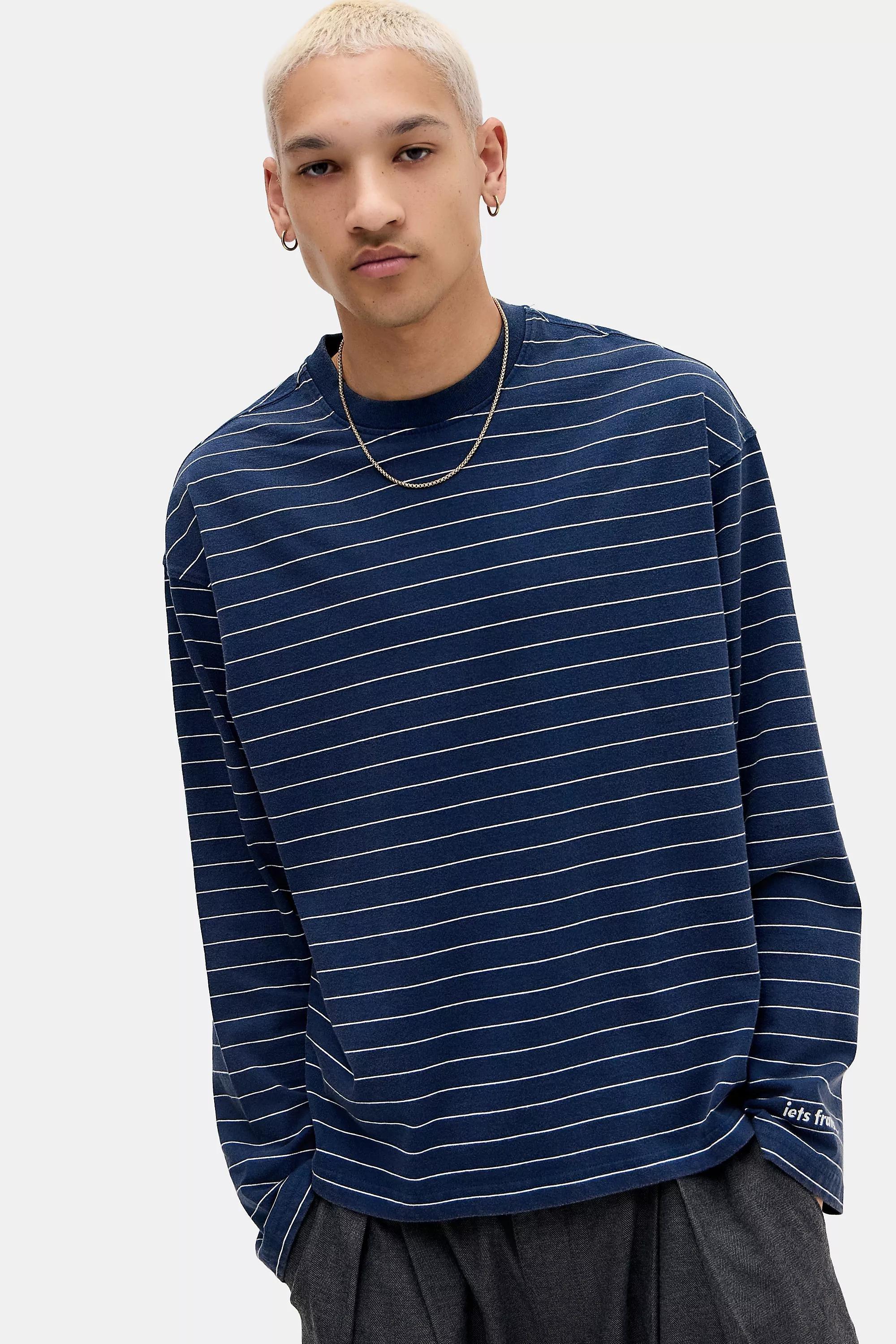 NAVY iets frans... Navy Stripe Long Sleeve T-Shirt, NAVY, large image number 0