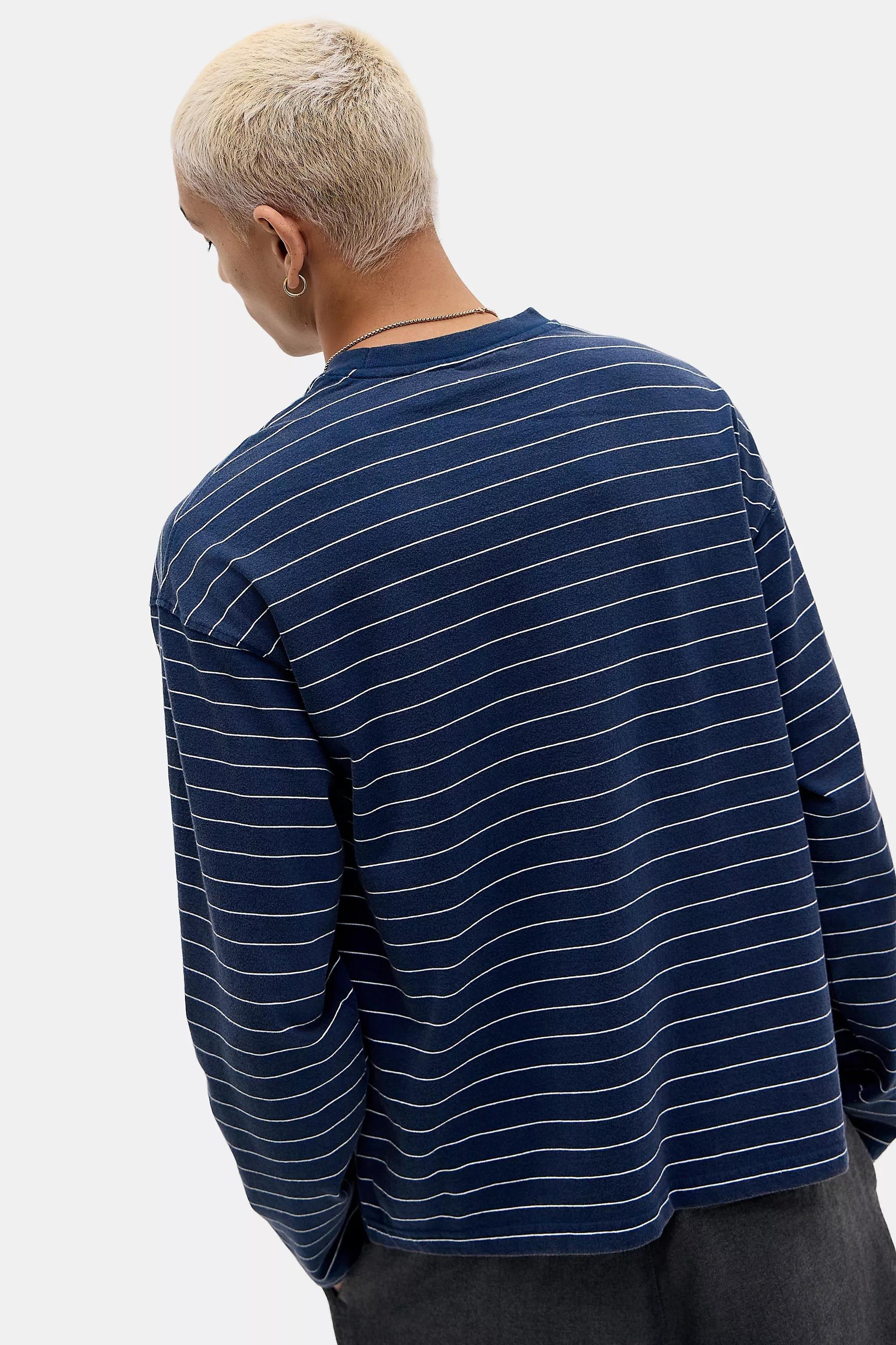 NAVY iets frans... Navy Stripe Long Sleeve T-Shirt, NAVY, large image number 3