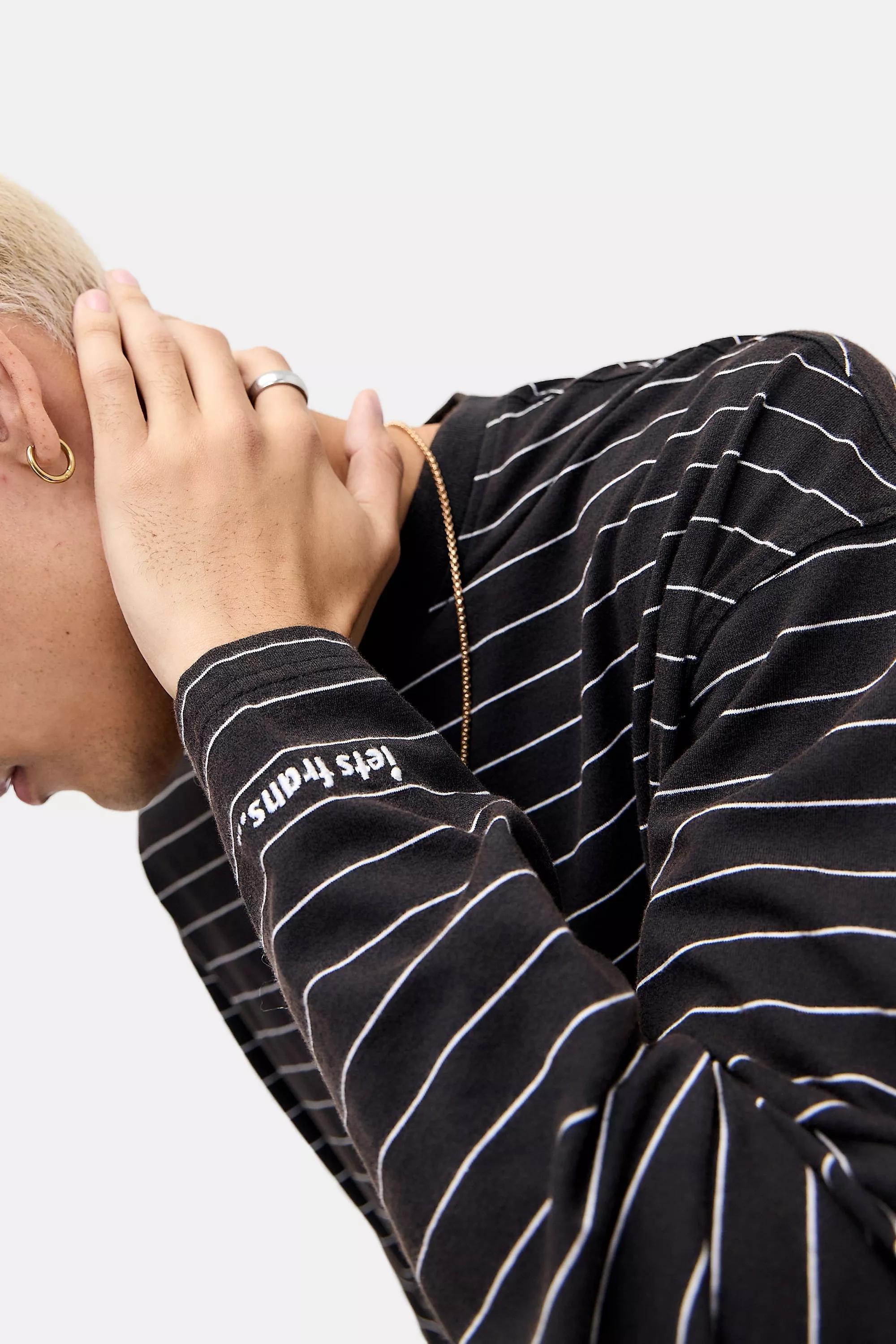 iets frans... Black Stripe Long Sleeve T-Shirt, BLK, large image number 1
