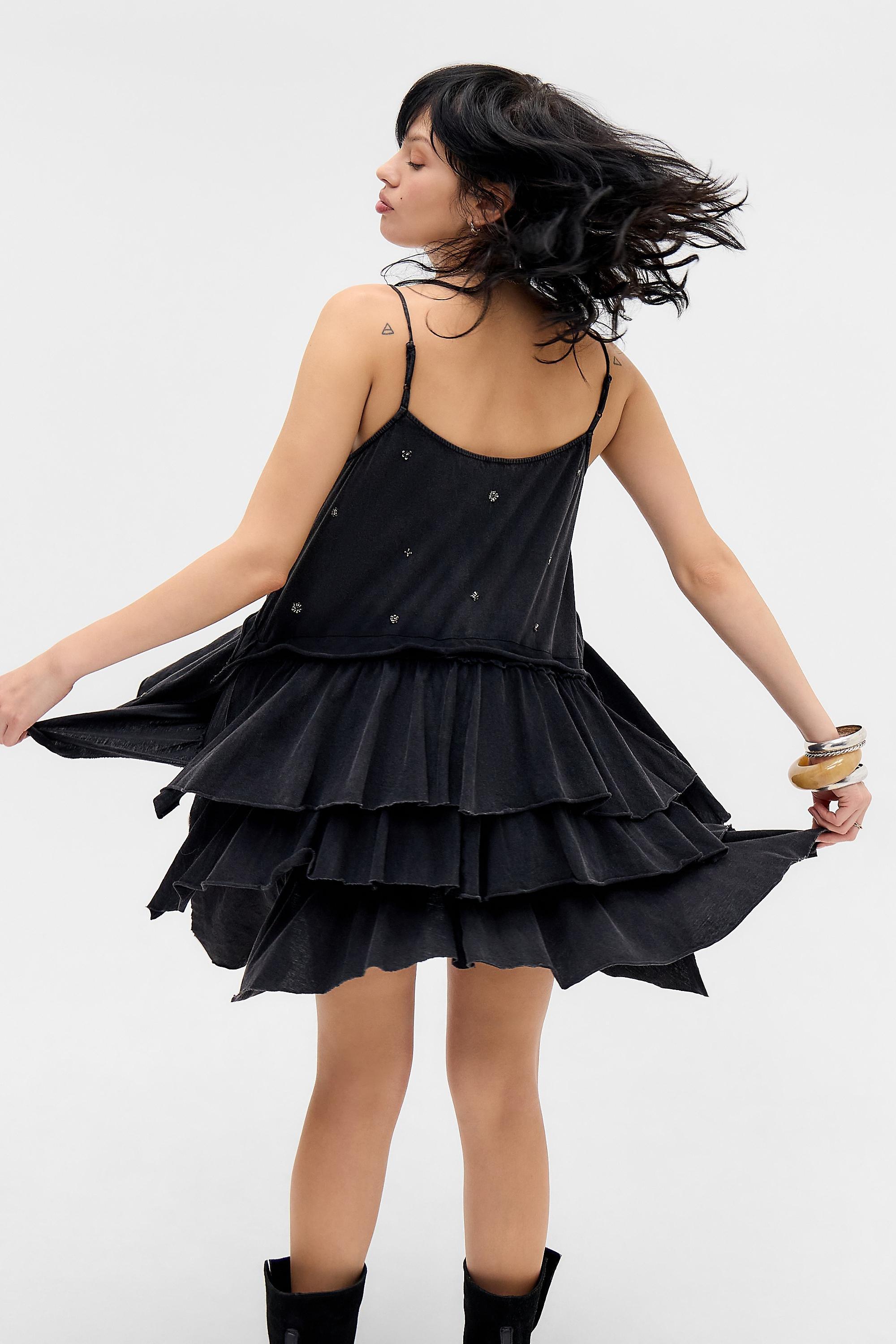 OFF-BLACK BDG Dana Embellished Tiered Mini Dress, A301_0506, large image number 1