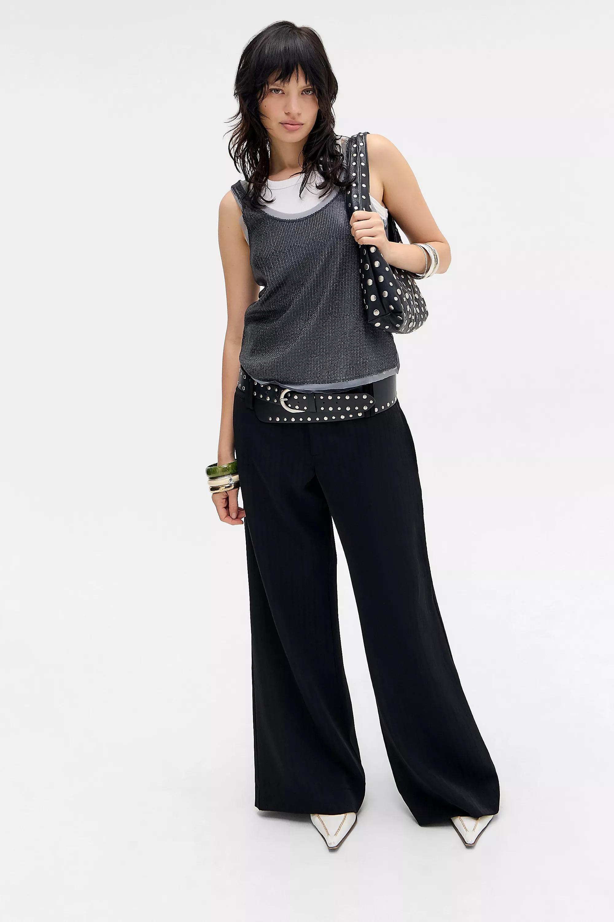 Black Uo Low Rise Flared Pants, BLK, large image number 0