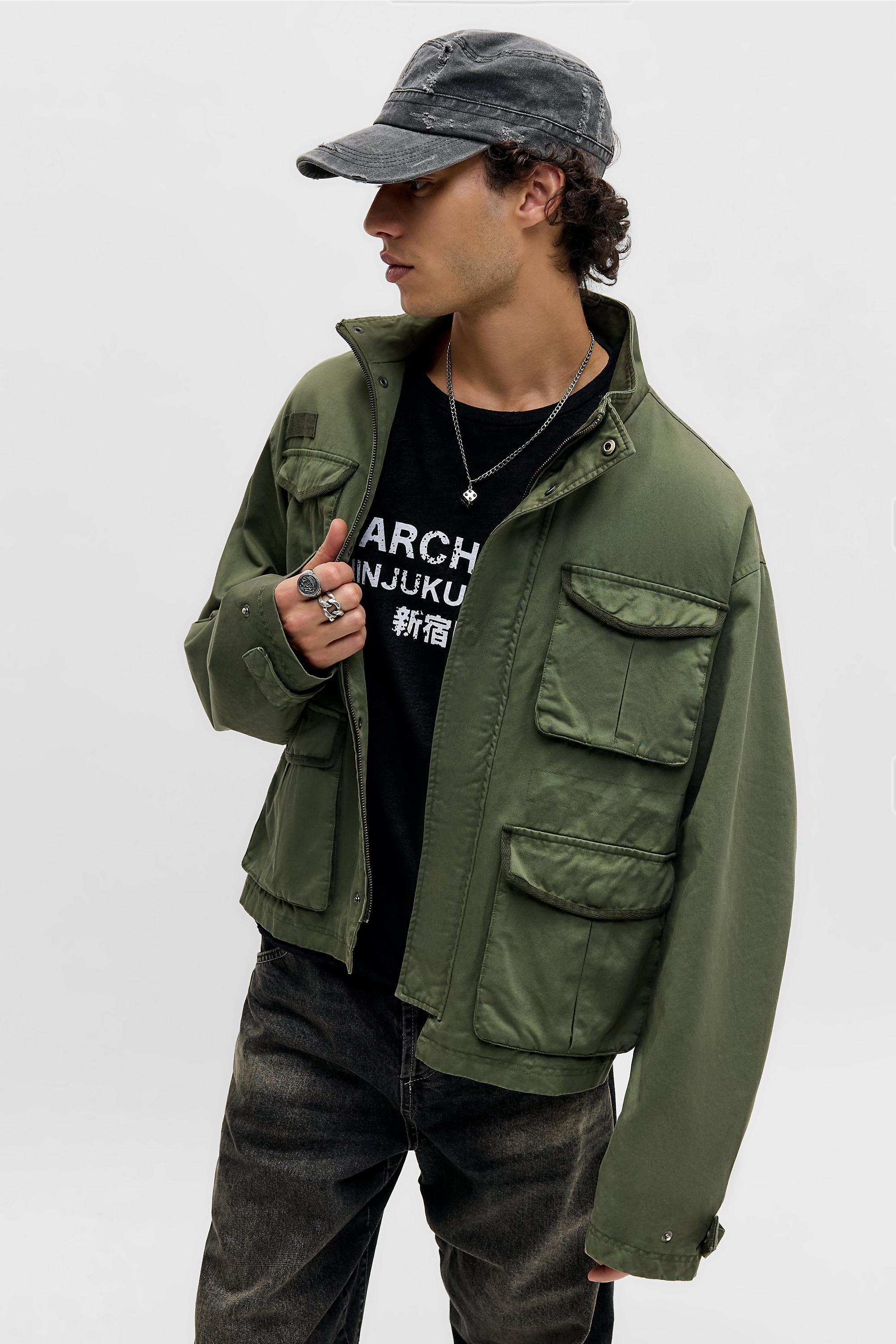Green Bdg Olive Cropped Field Jacket, OLIVE, large image number 0