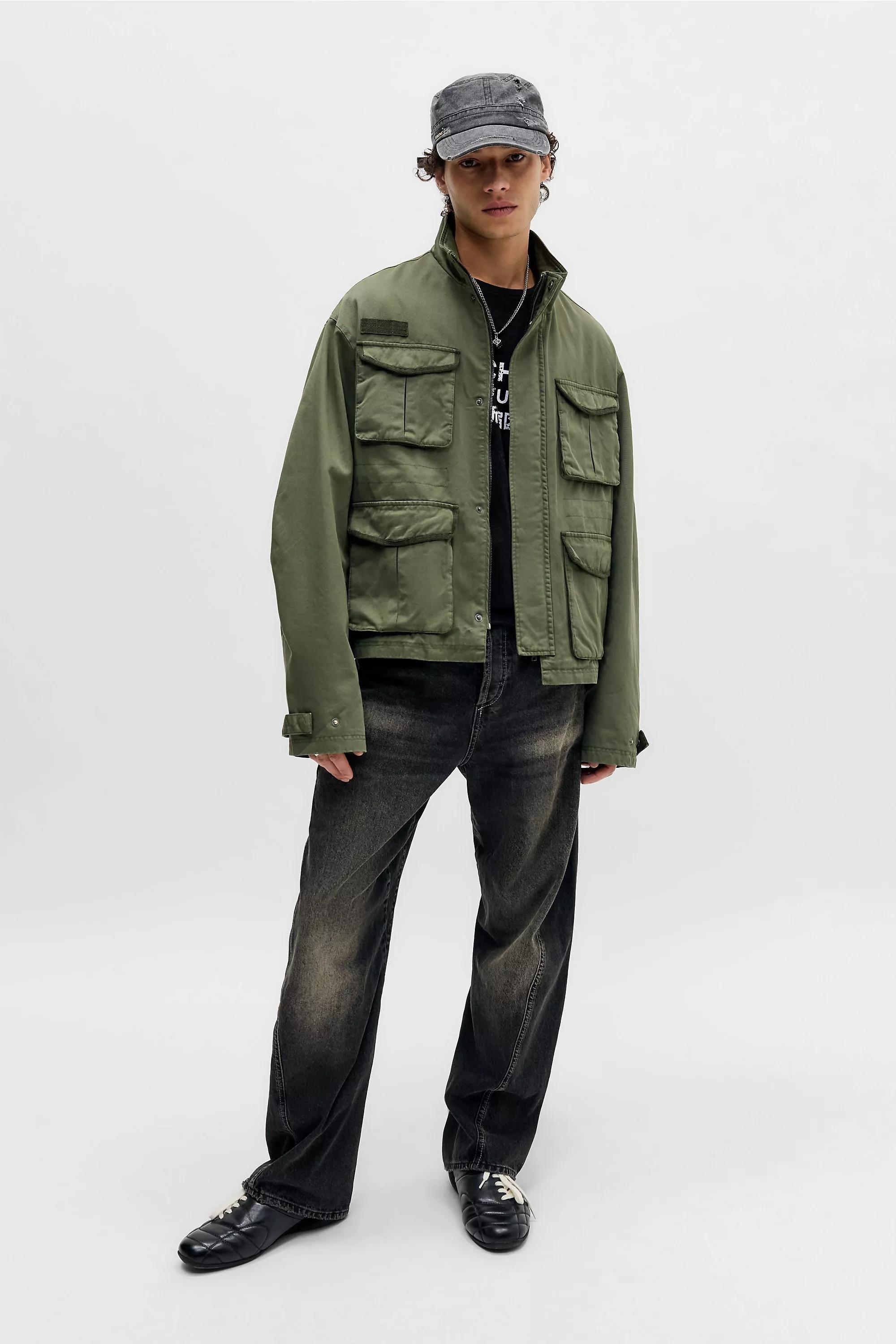 Green Bdg Olive Cropped Field Jacket, OLIVE, large image number 1