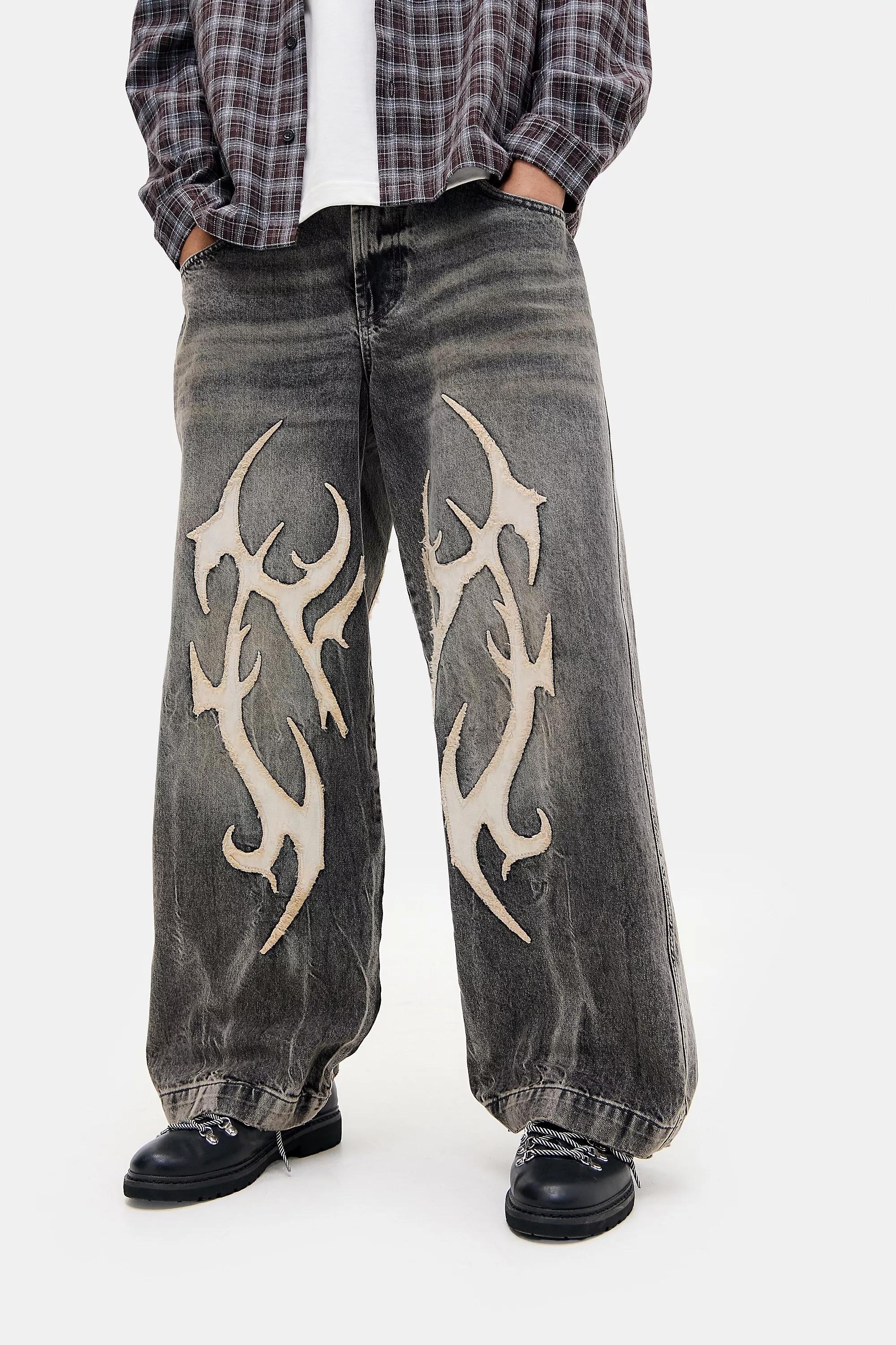 Black Bdg Neo Dark Tint Applique Jeans, BLK, medium