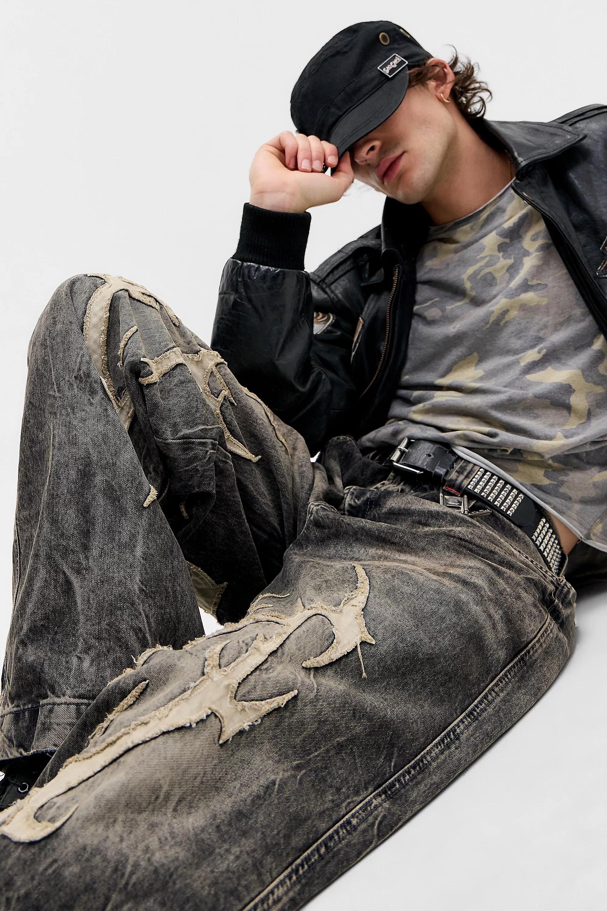 Black Bdg Neo Dark Tint Applique Jeans, BLK, large image number 4