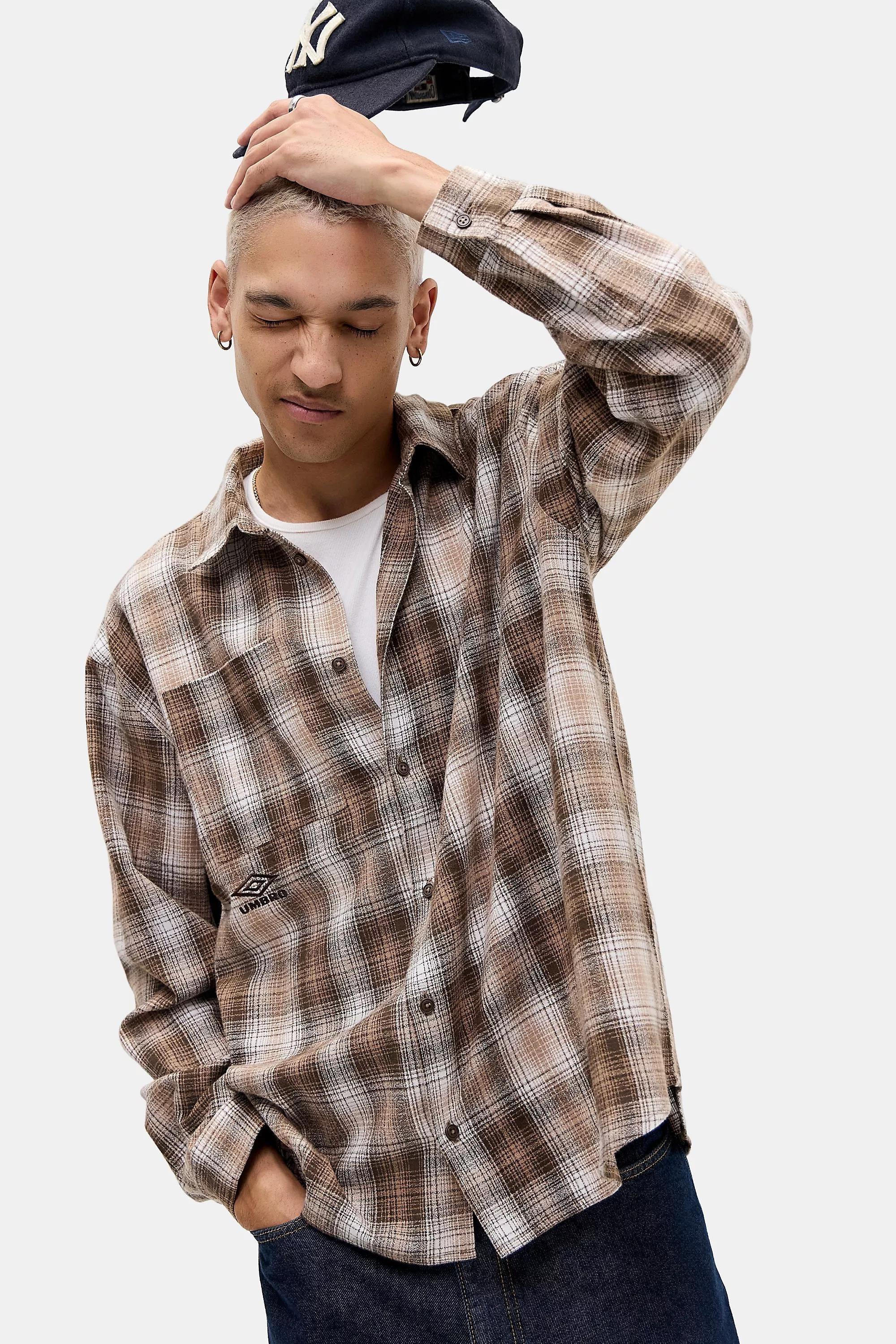 Brown Umbro Uo Exclusive Brown Checked Shirt, BRN, large image number 1