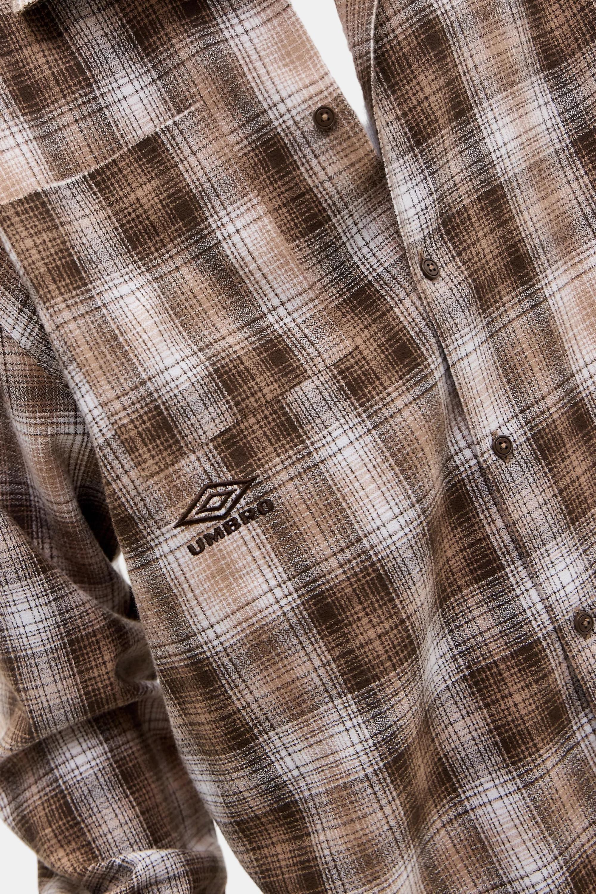 Brown Umbro Uo Exclusive Brown Checked Shirt, BRN, large image number 3