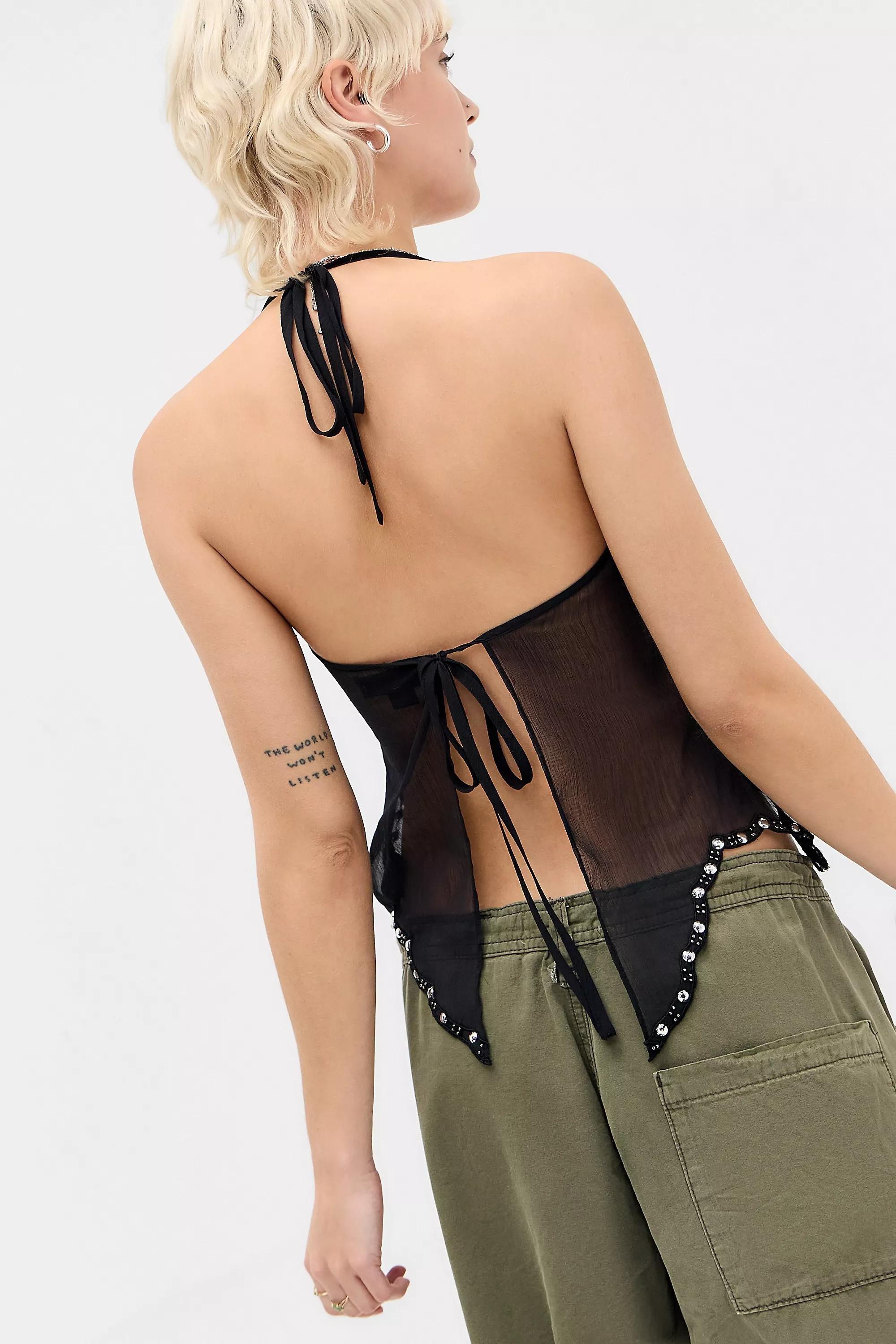 Black Light Before Dark Iris Ibiza Studded Tank Top, BLK, large image number 3