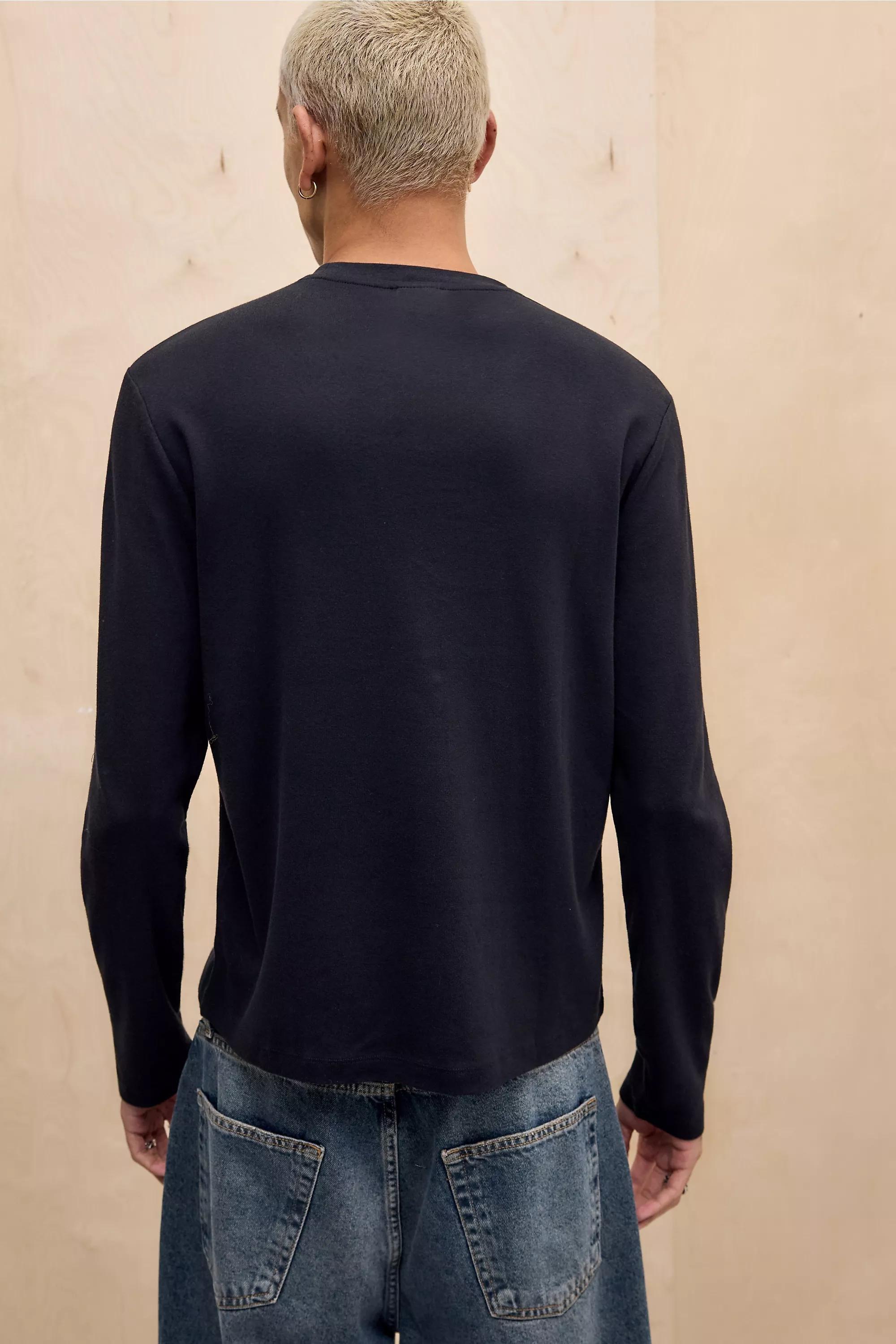 BLACK UO Black Long Sleeve Slim T-Shirt, BLK, large image number 3