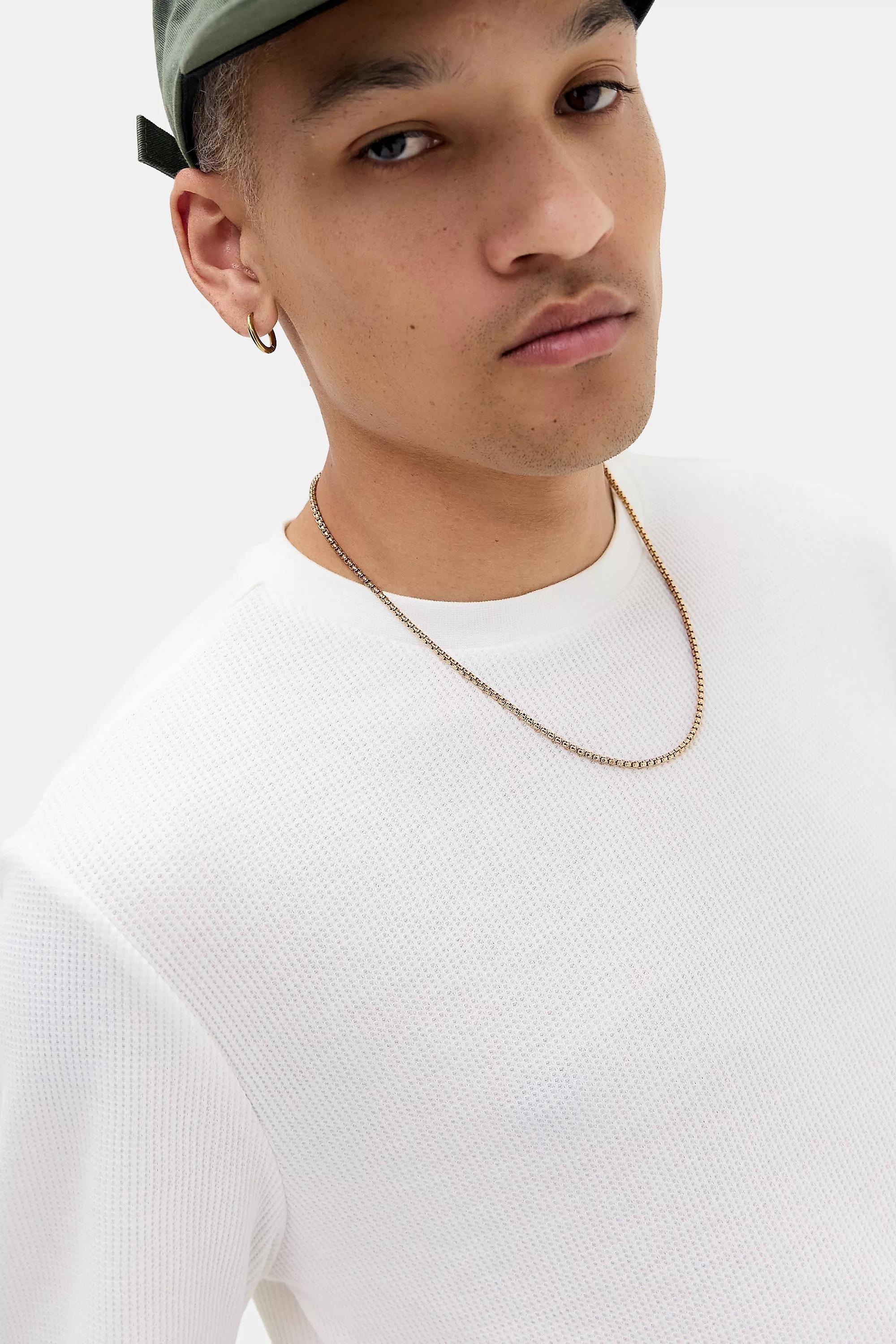 White Bdg Ecru Plain Long Sleeve Waffle T-Shirt, CREME, large image number 2