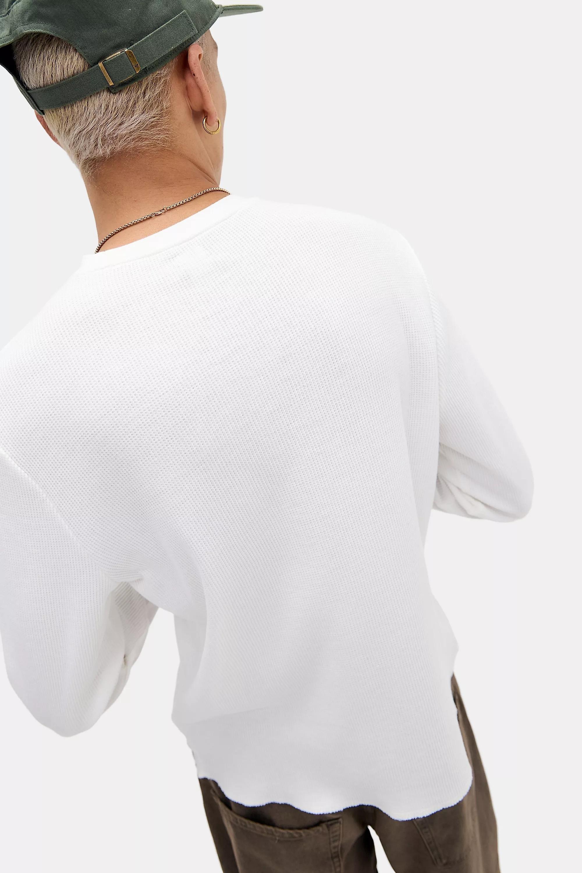 White Bdg Ecru Plain Long Sleeve Waffle T-Shirt, CREME, large image number 3