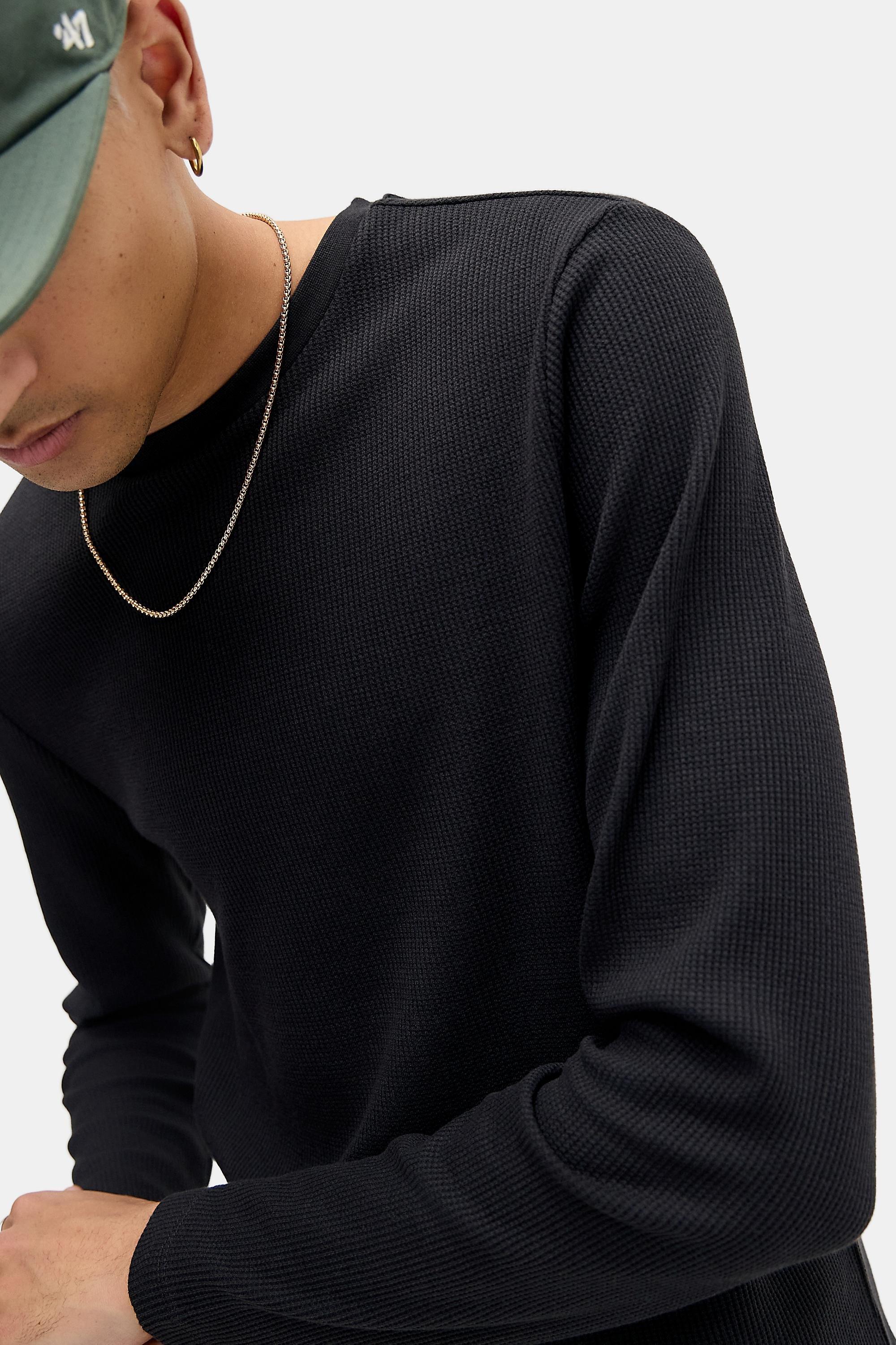 Black Bdg Black Plain Long Sleeve Waffle T-Shirt, BLK, large image number 0