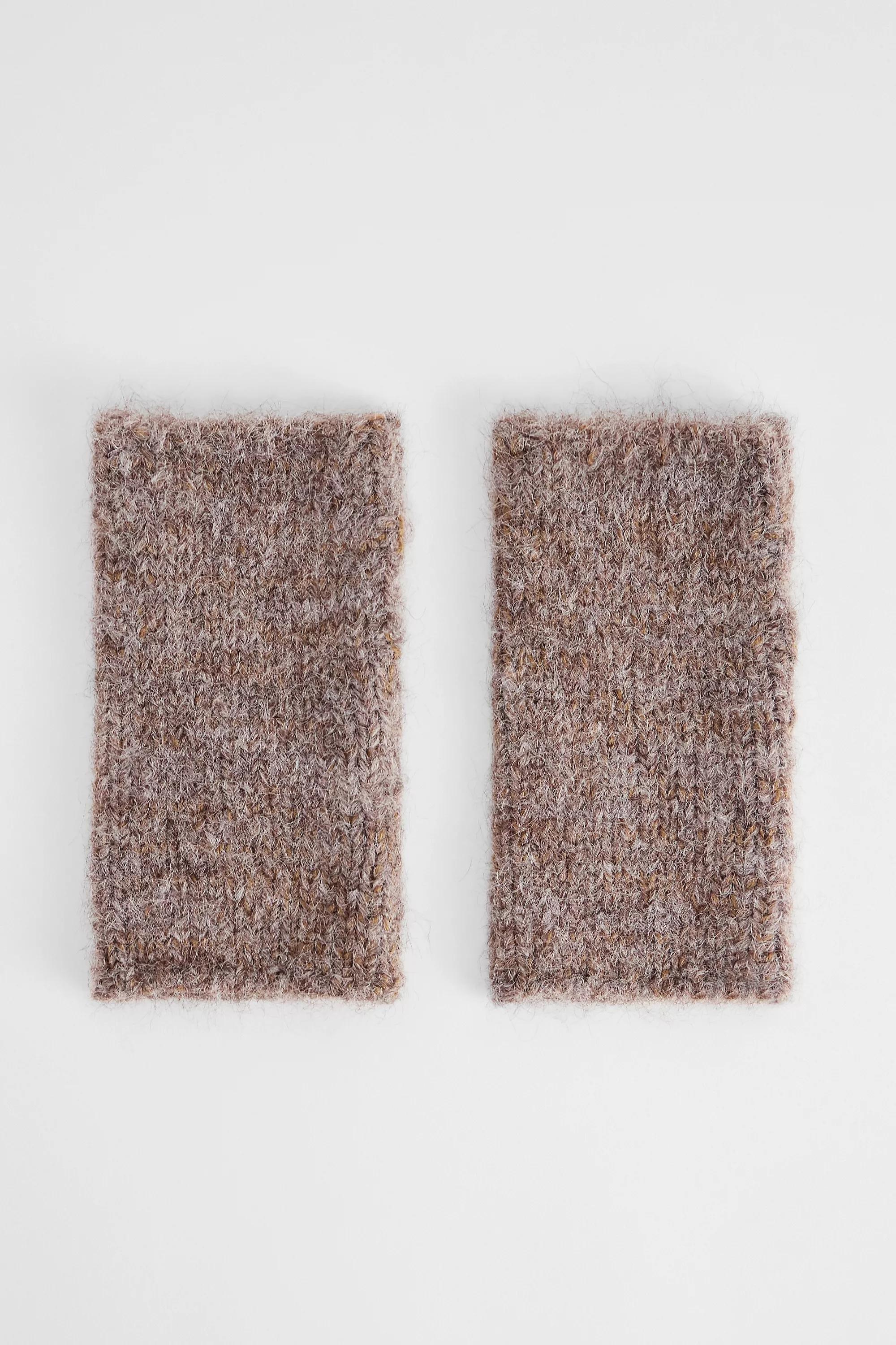 Brown Uo Rory Soft Knit Fingerless Gloves, NEUTR, medium