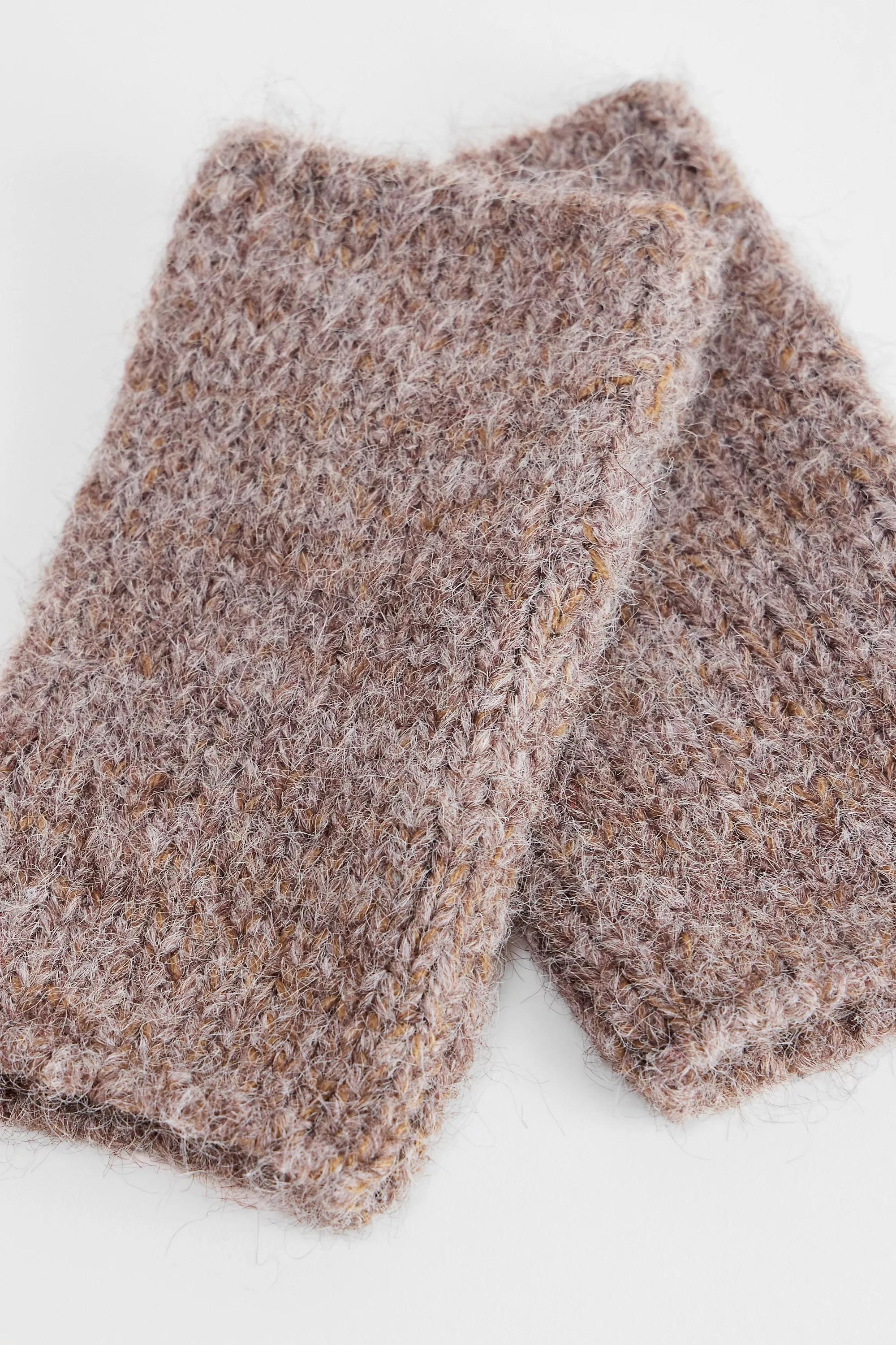 Brown Uo Rory Soft Knit Fingerless Gloves, NEUTR, medium