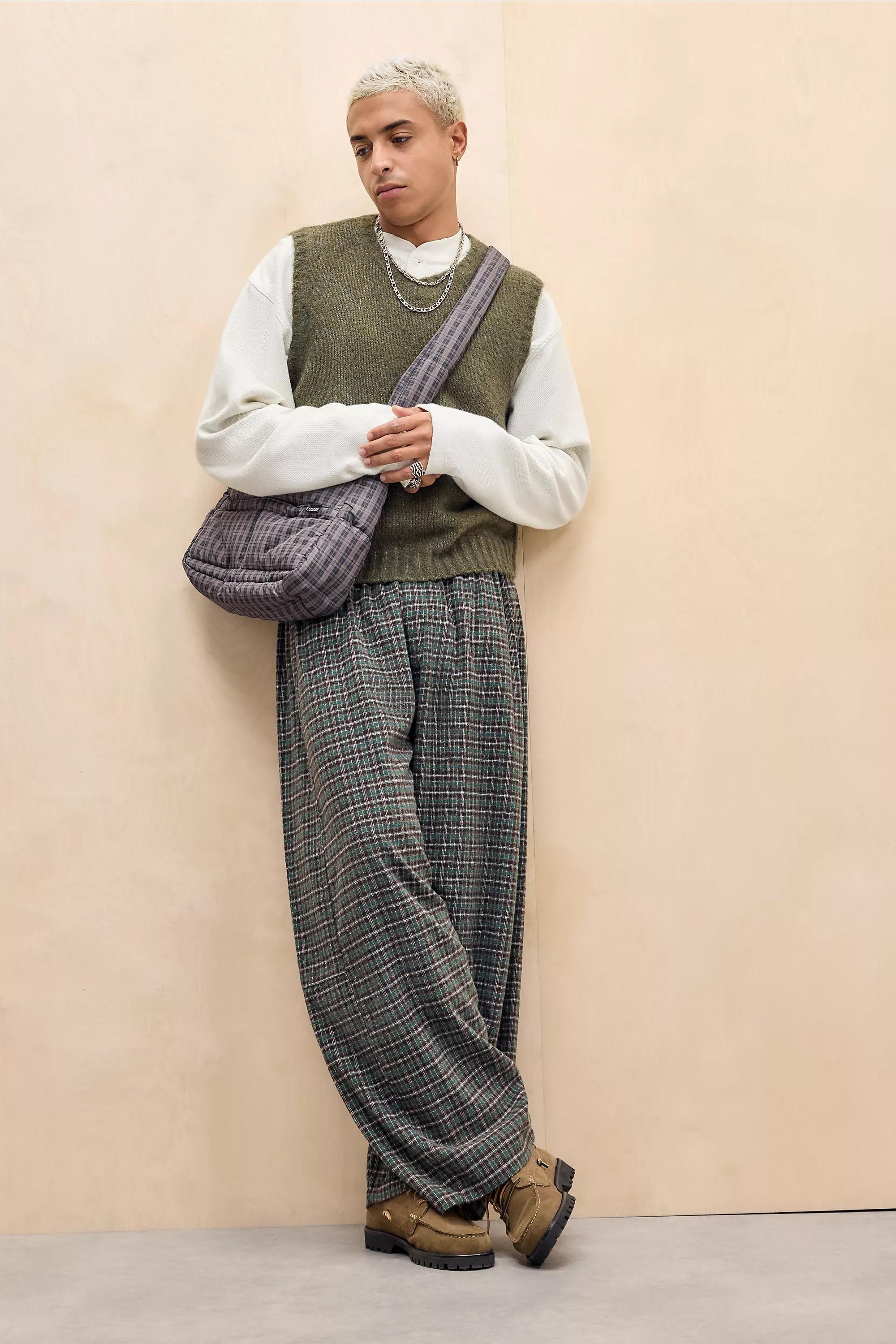 Green Bdg Green Check Textured Barrel Joggers, GRN, large image number 0