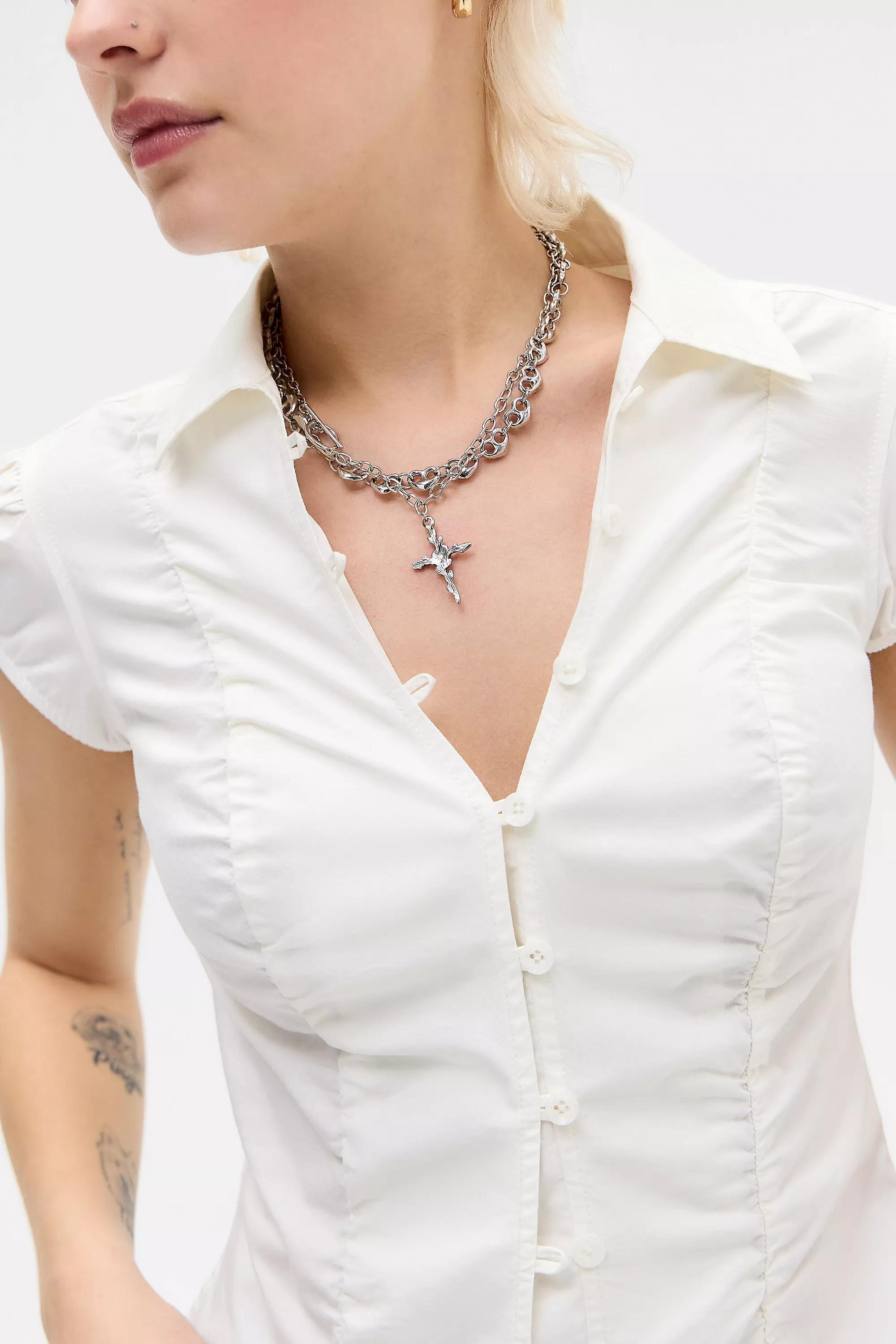 White Kimchi Blue Luna Ruched Shirt, WHT, large image number 1