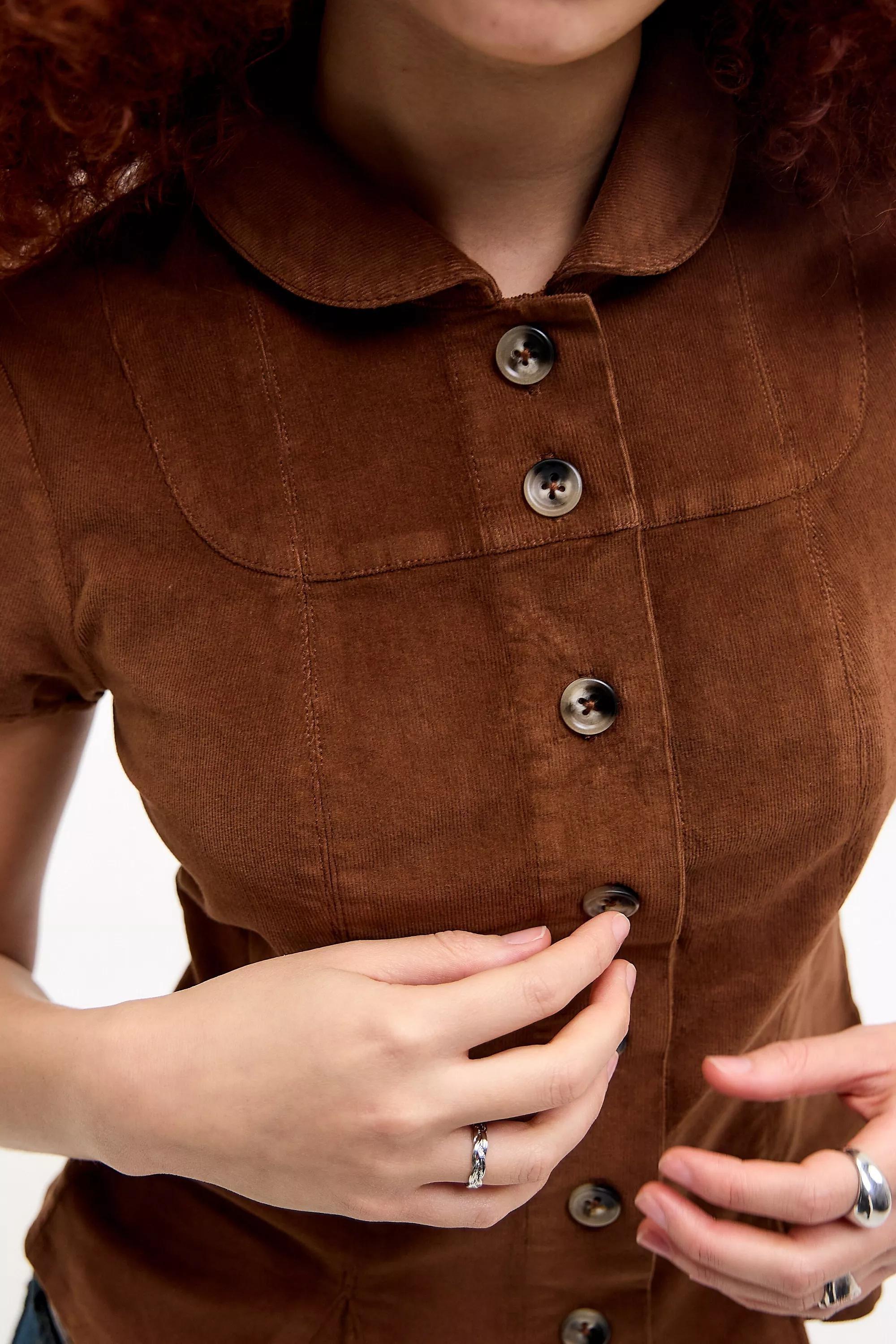 Brown Silence + Noise Lyn Corduroy Blouse, BRN, large image number 1