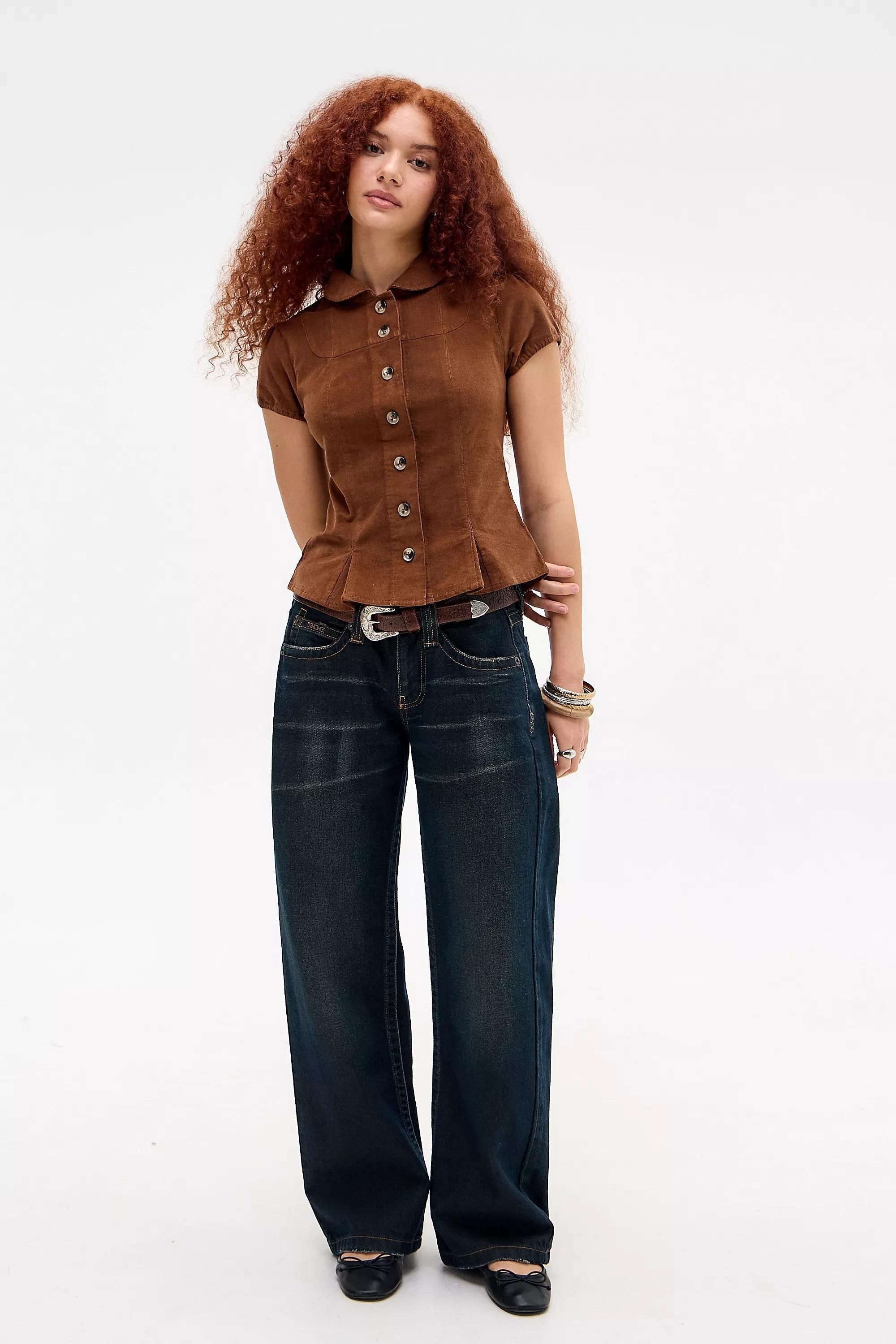 Brown Silence + Noise Lyn Corduroy Blouse, BRN, large image number 2