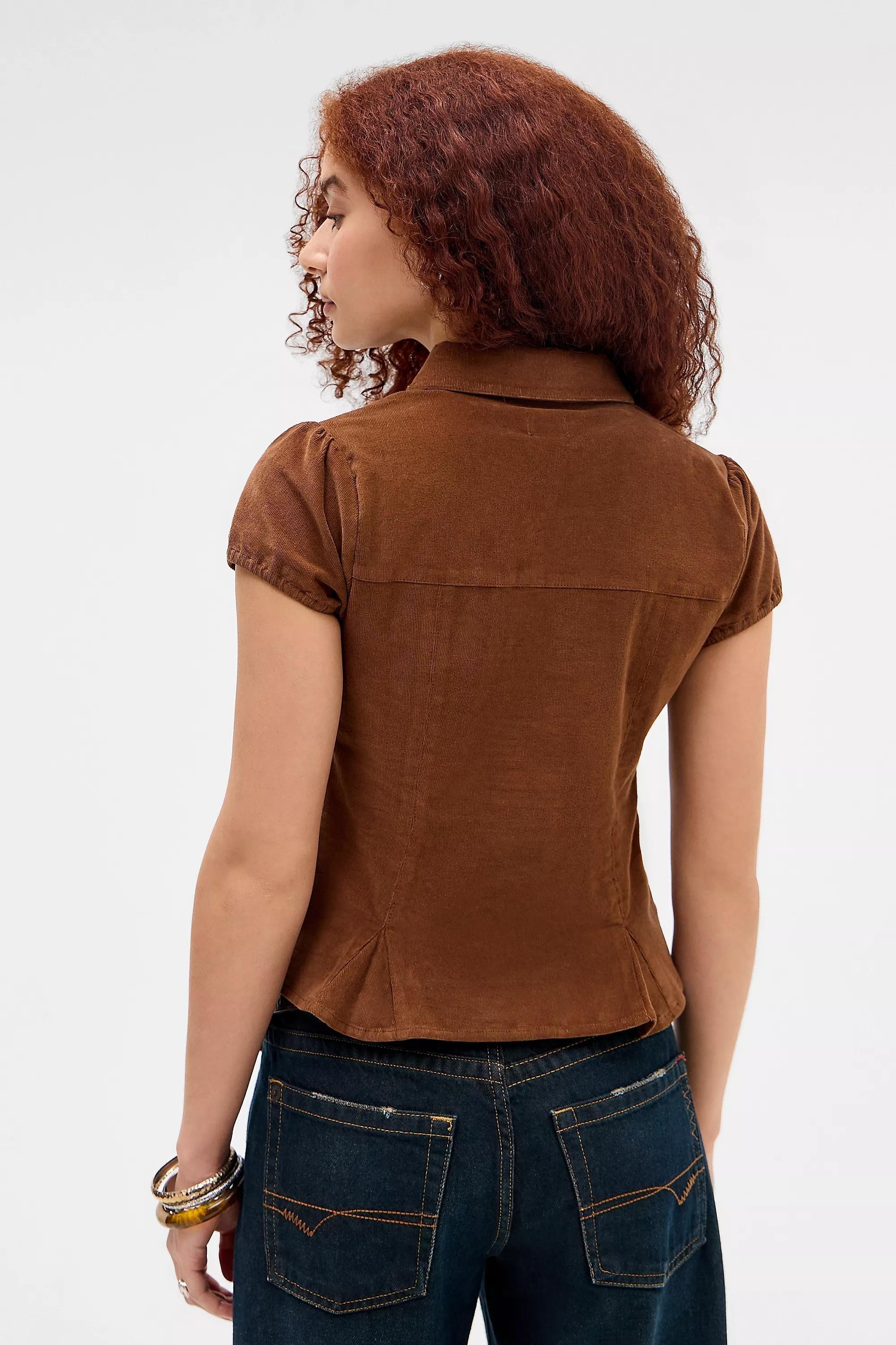 Brown Silence + Noise Lyn Corduroy Blouse, BRN, large image number 3