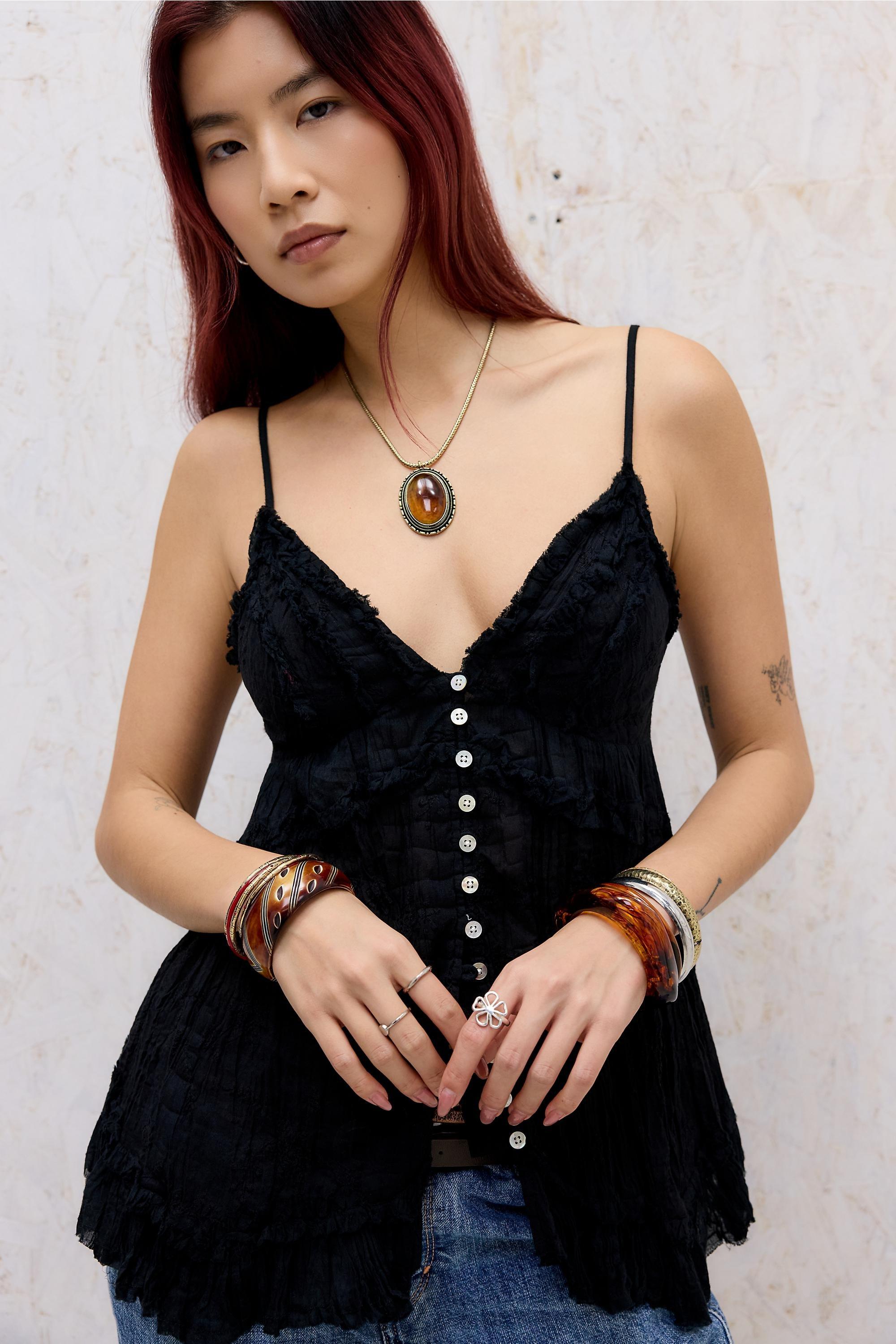 Black Kimchi Blue Marnie Babydoll Tank Top, BLK, medium