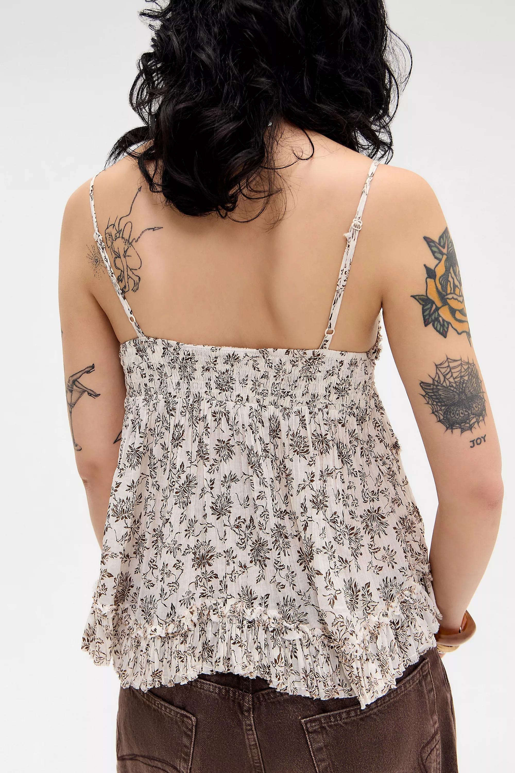 Brown Floral Kimchi Blue Marnie Babydoll Cami, A301_0524, large image number 4