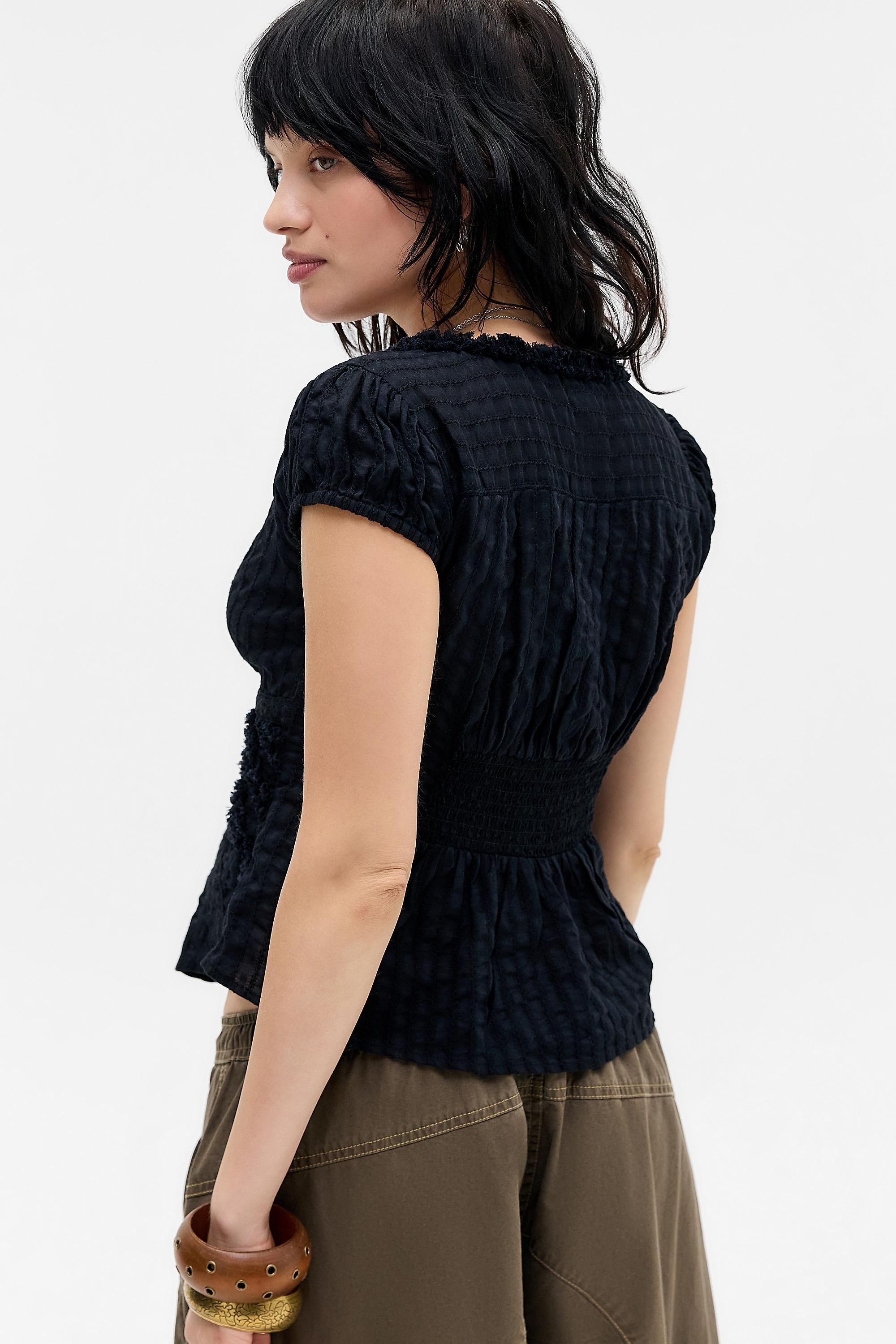 Black Kimchi Blue Robyn Ruffle Blouse, BLK, large image number 3