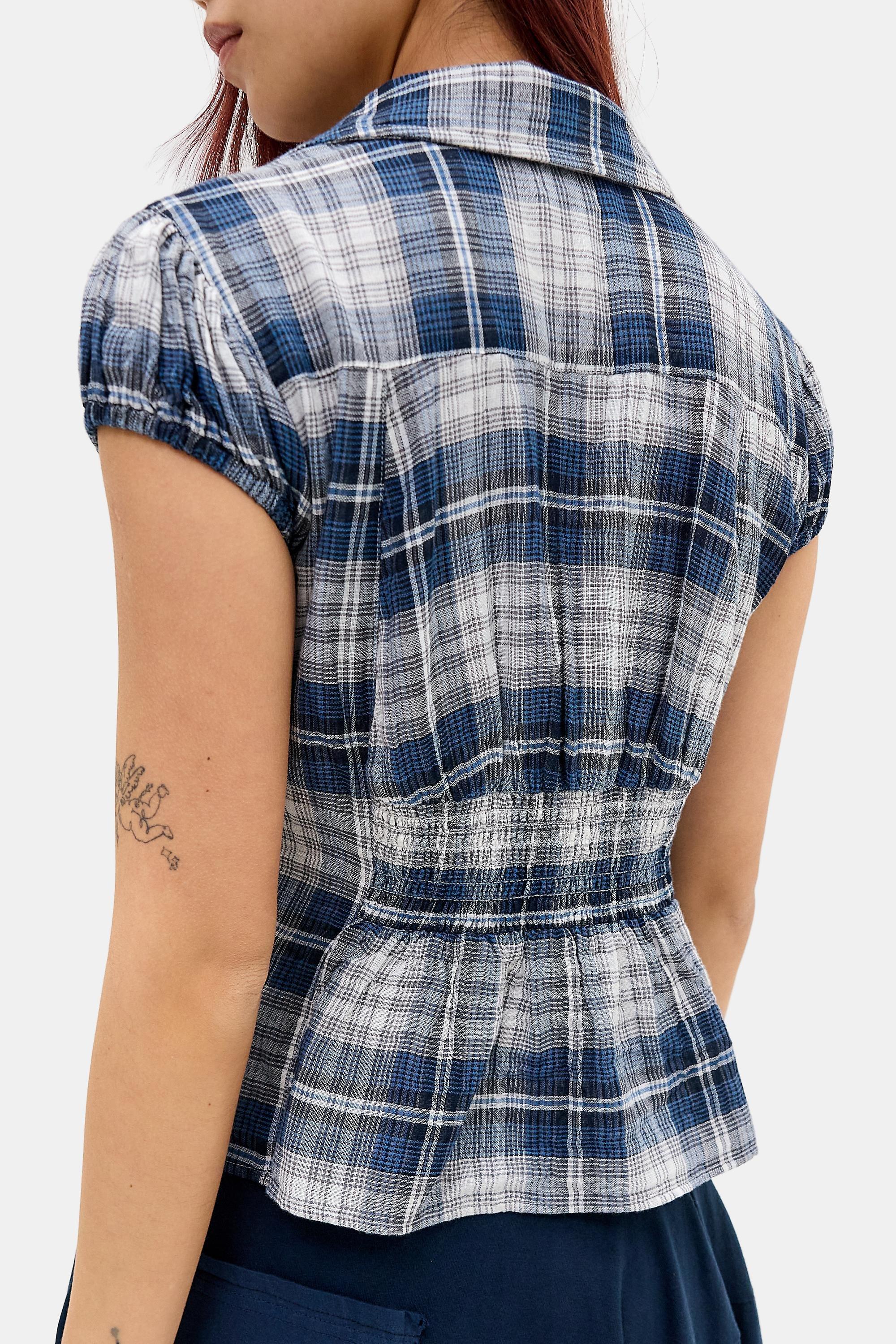 Blue Kimchi Blue Luna Ruched Shirt, BLUE, medium