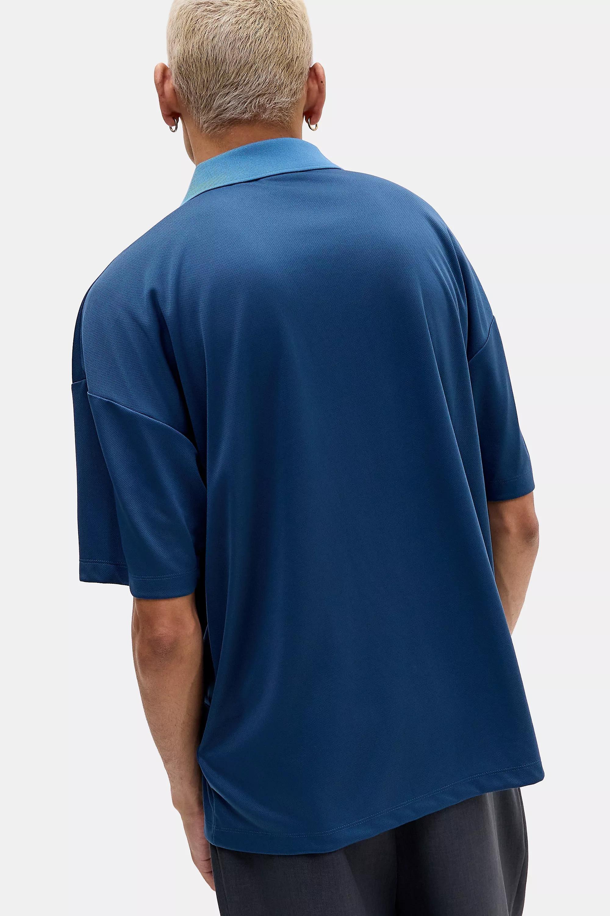 Blue Uo Collared Football Shirt, BLUE, large image number 3