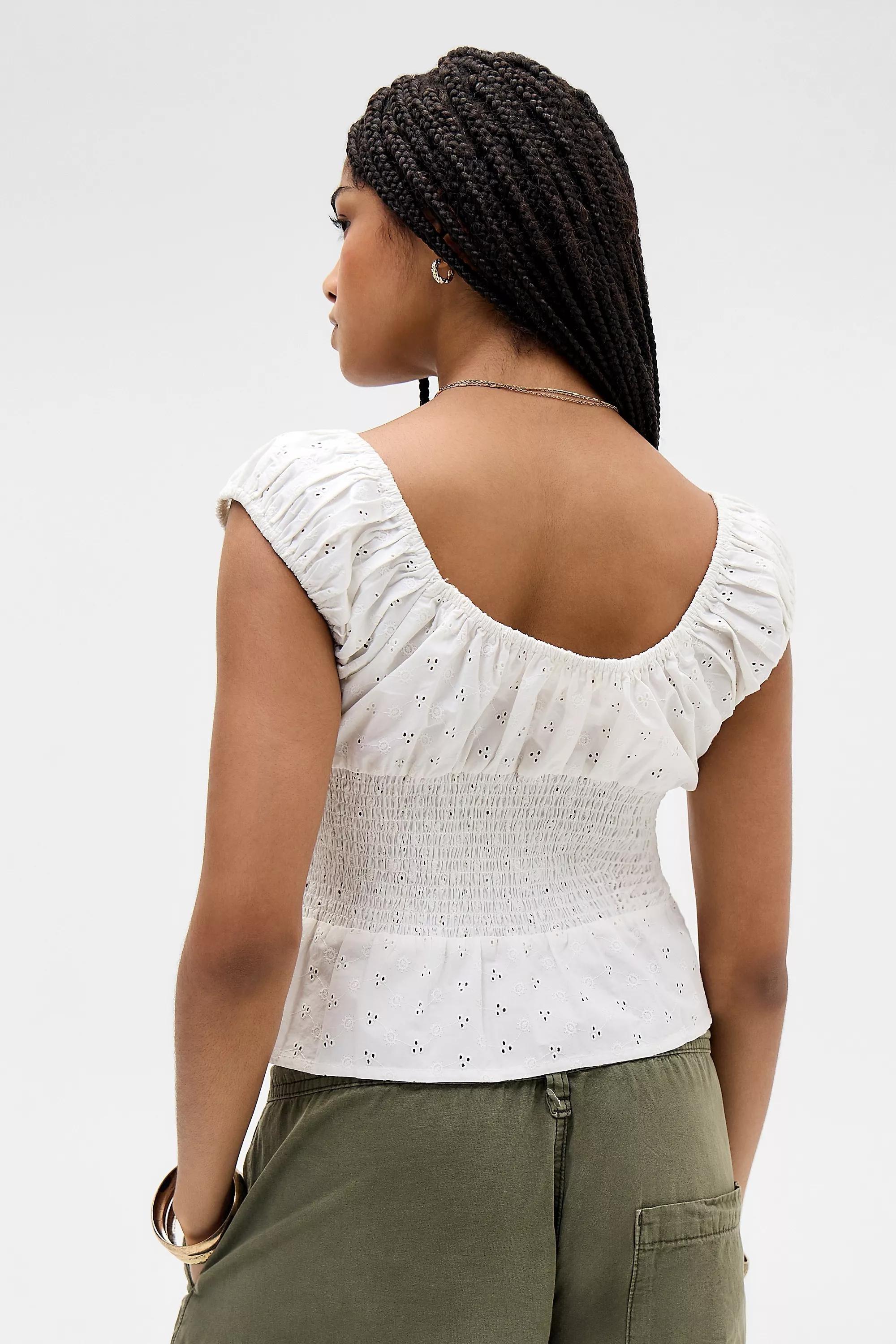 White Kimchi Blue Hallie Broderie Blouse, WHT, large image number 3