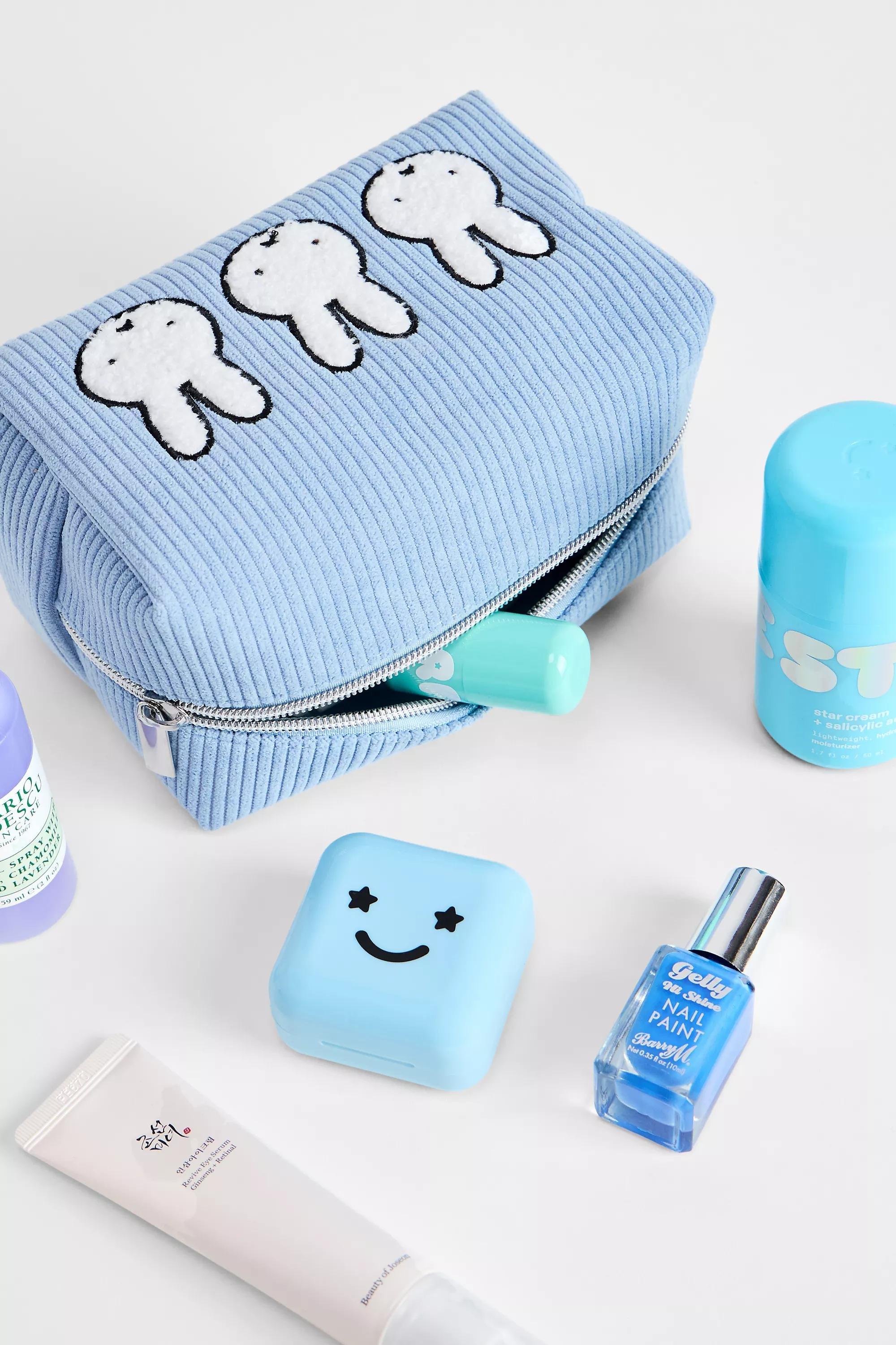 Blue Skinnydip Miffy Corduroy Makeup Bag, BLUE, medium