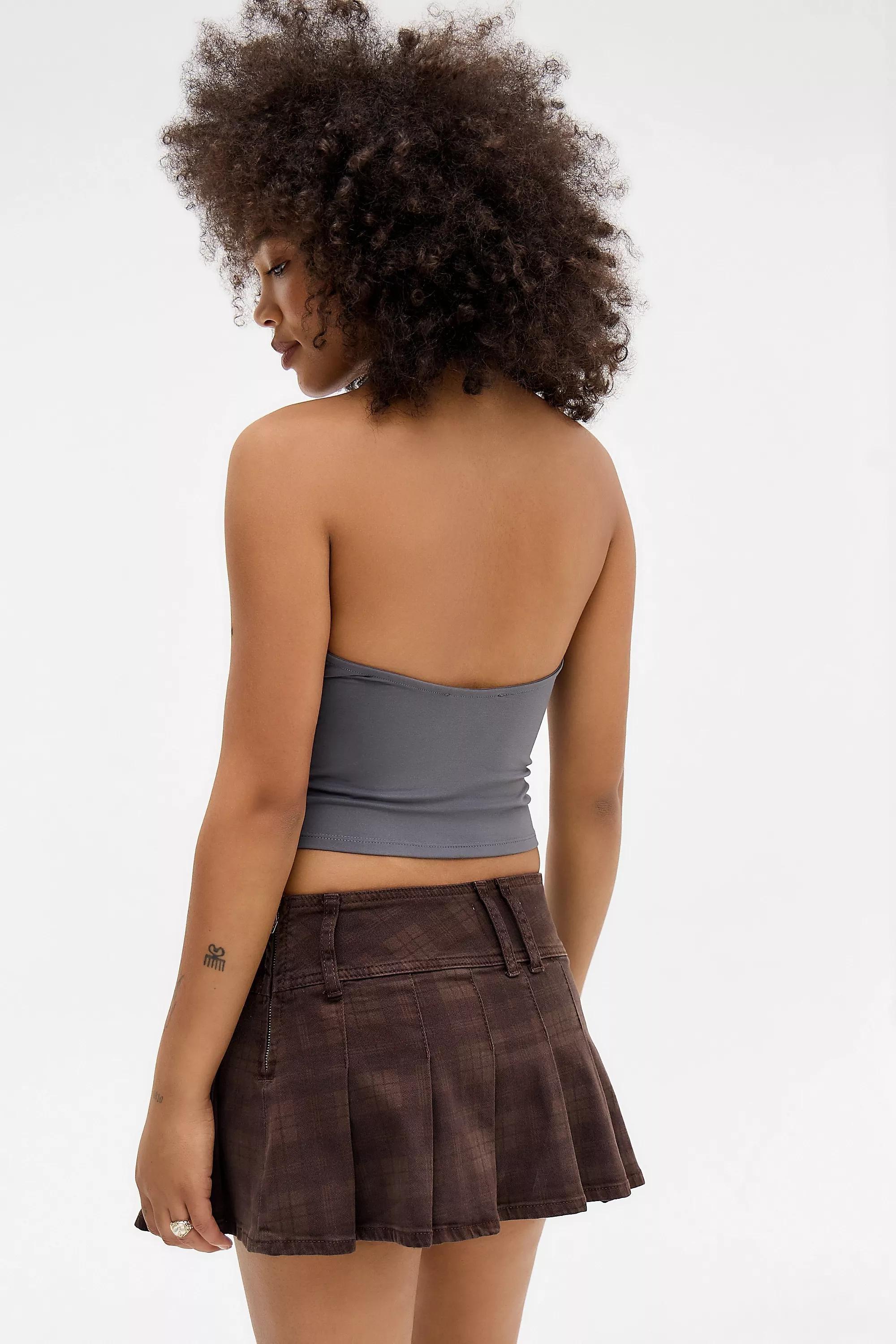 Grey Silence + Noise Shiny Button Halter Top, GREY, large image number 3