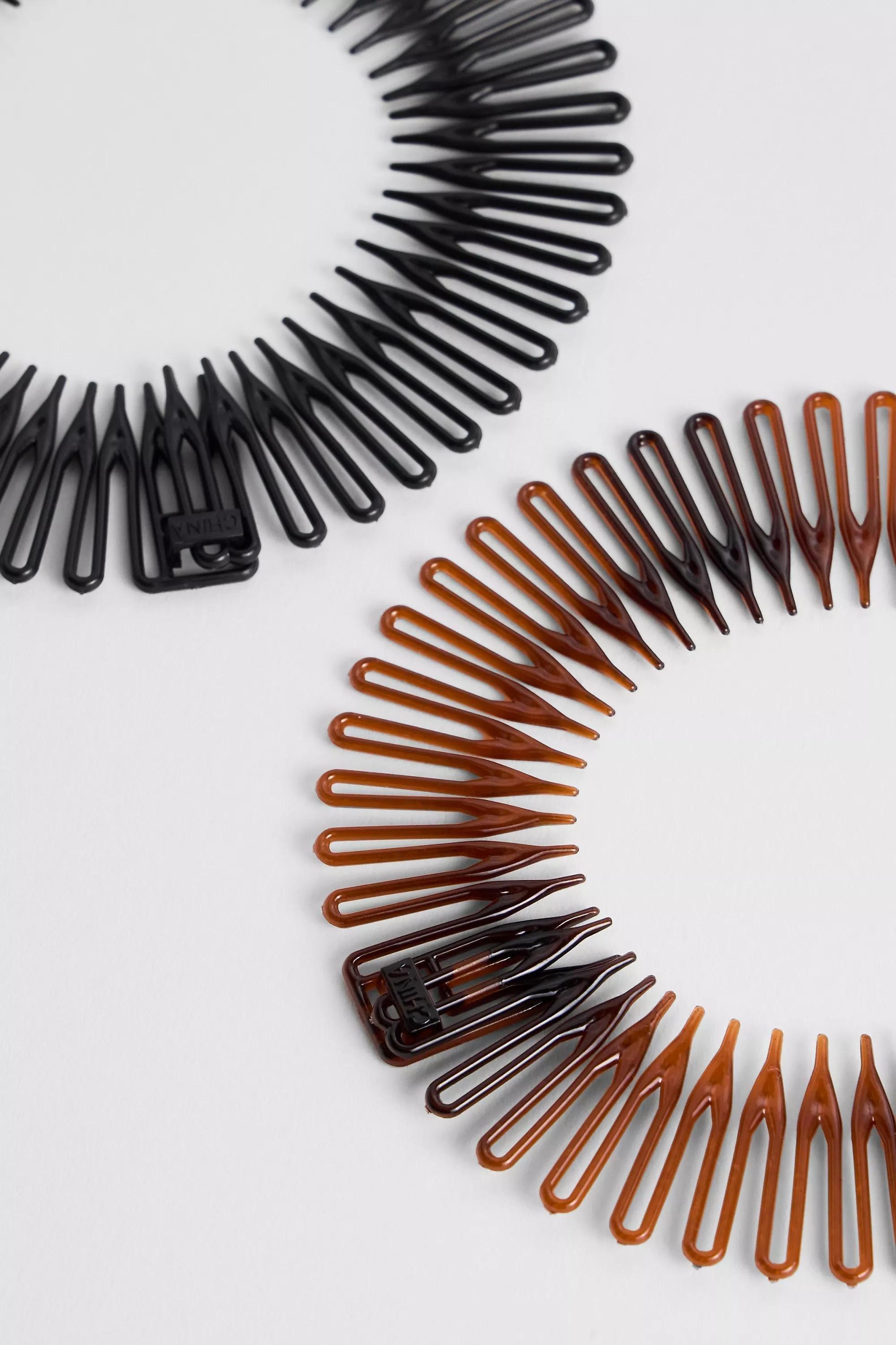 Brown Comb Headband, Set Of 2, BRN, large image number 2