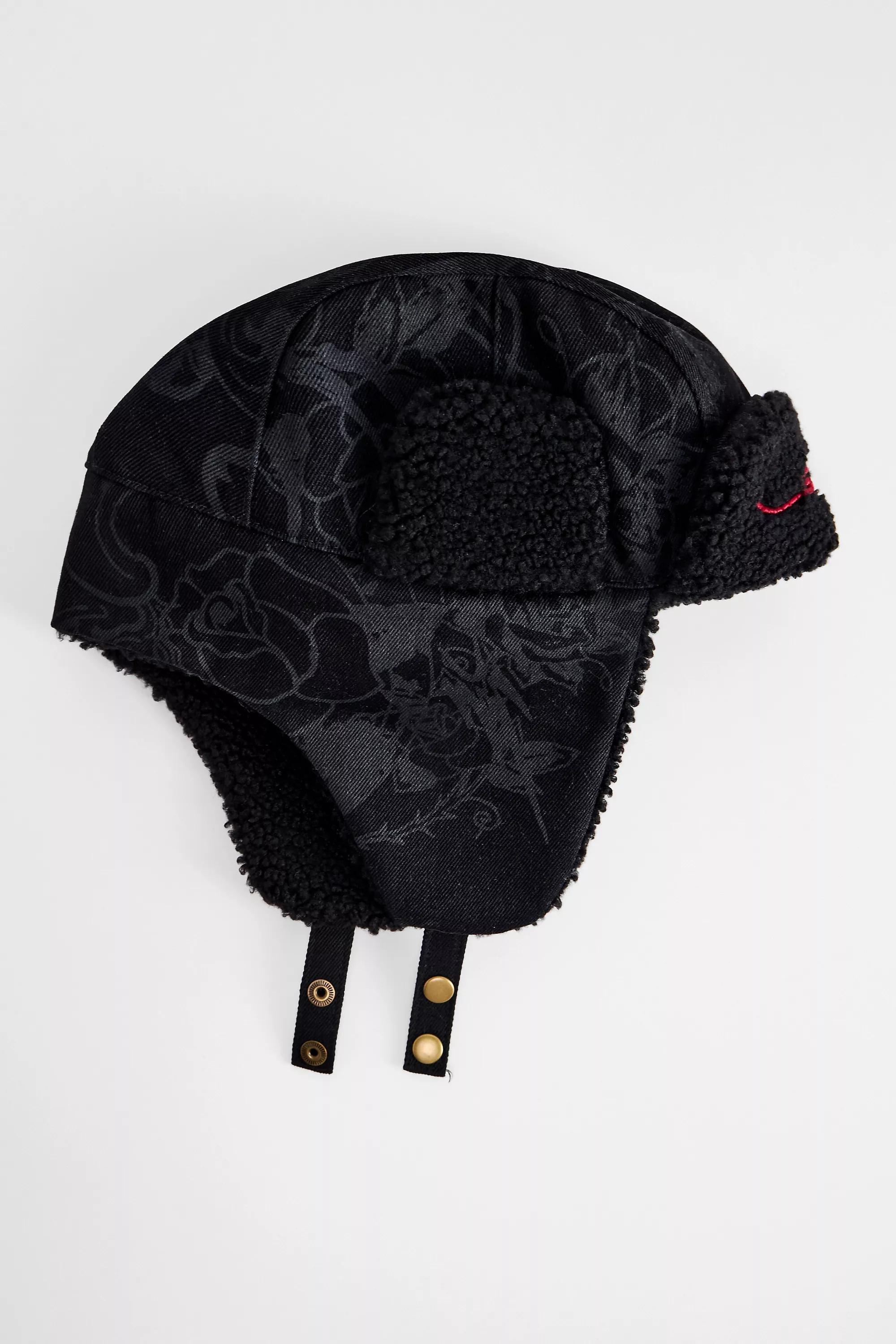 Black Ed Hardy Uo Trapper Hat, BLK, large image number 0