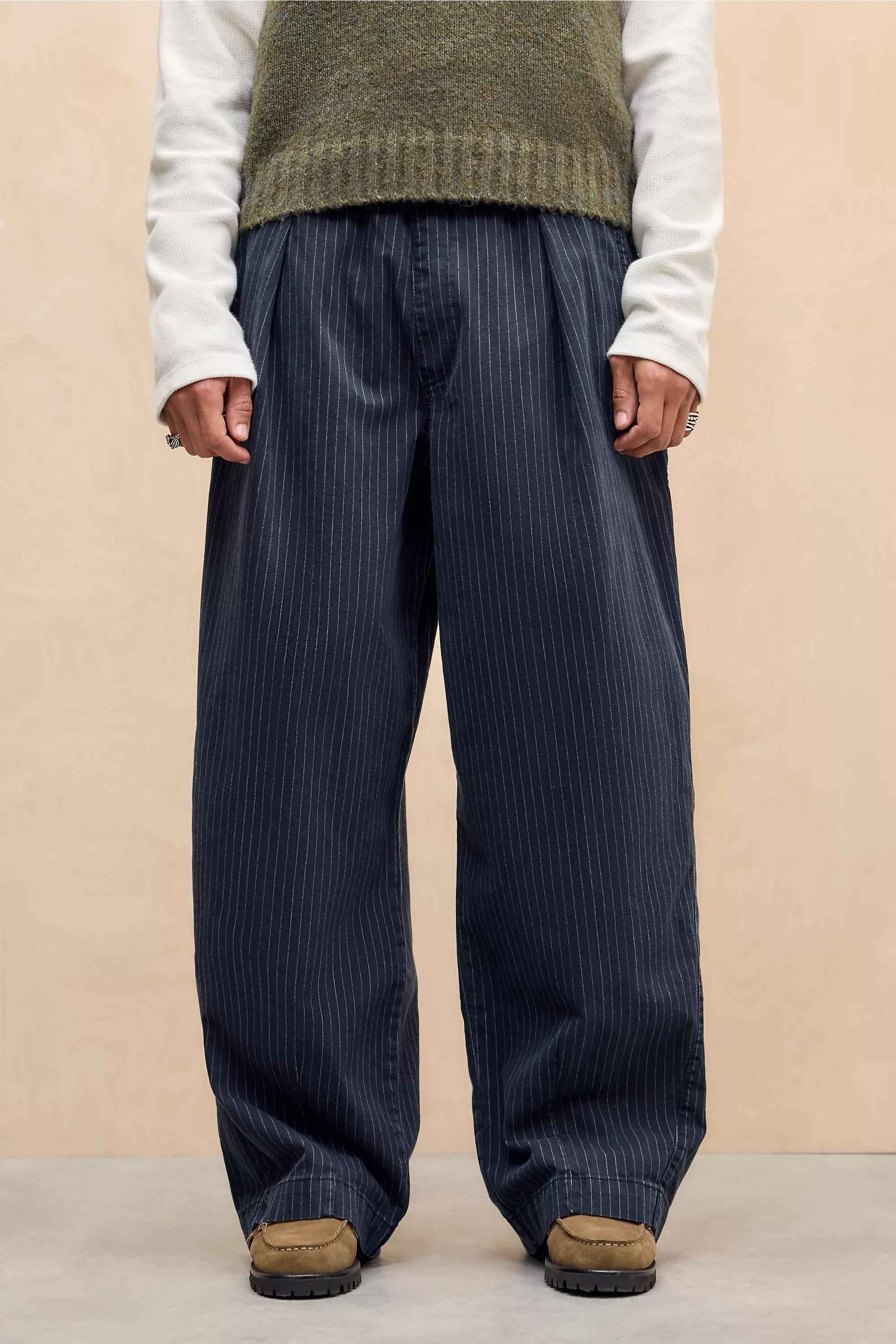 Black Bdg Bobbi Pinstripe Cocoon Trousers, BLK, large image number 2