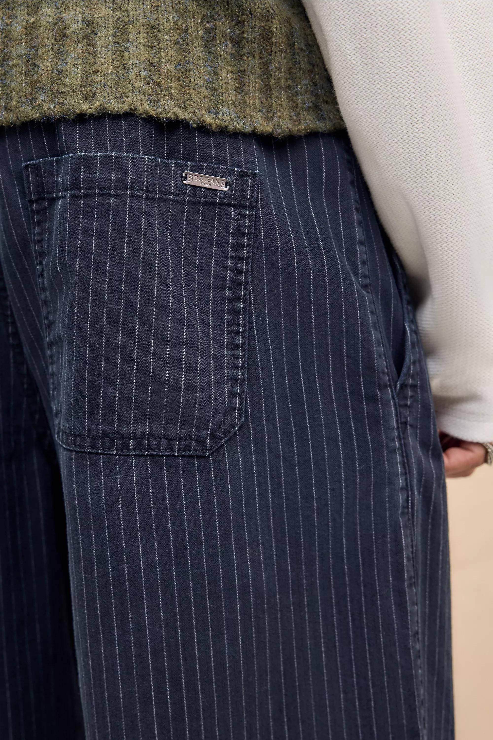 Black Bdg Bobbi Pinstripe Cocoon Trousers, BLK, large image number 4